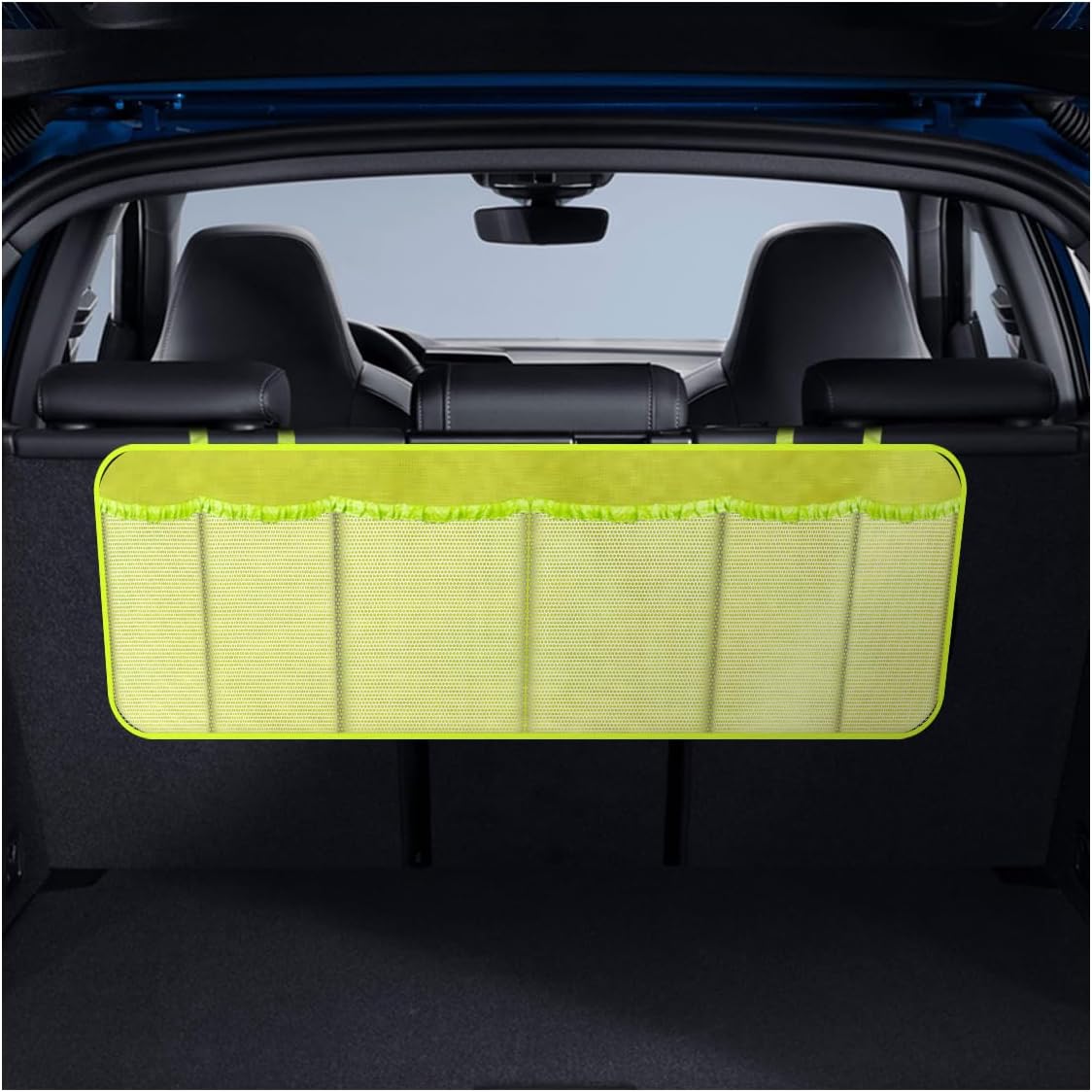 Car Trunk Organizer, 40"×14" Large Capacity Hanging Backseat Trunk Storage Bag with 6 Mesh Pockets, Space Saving Auto Interior Accessories for SUV MPV Truck Van (Yellow)