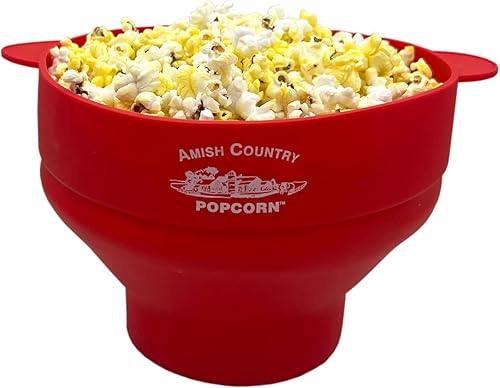 Amish Country Popcorn  Popper plegable de silicona para microondas con logotipo ACP personalizado  Tazón de palomitas de maíz sin BPA y PVC con asas