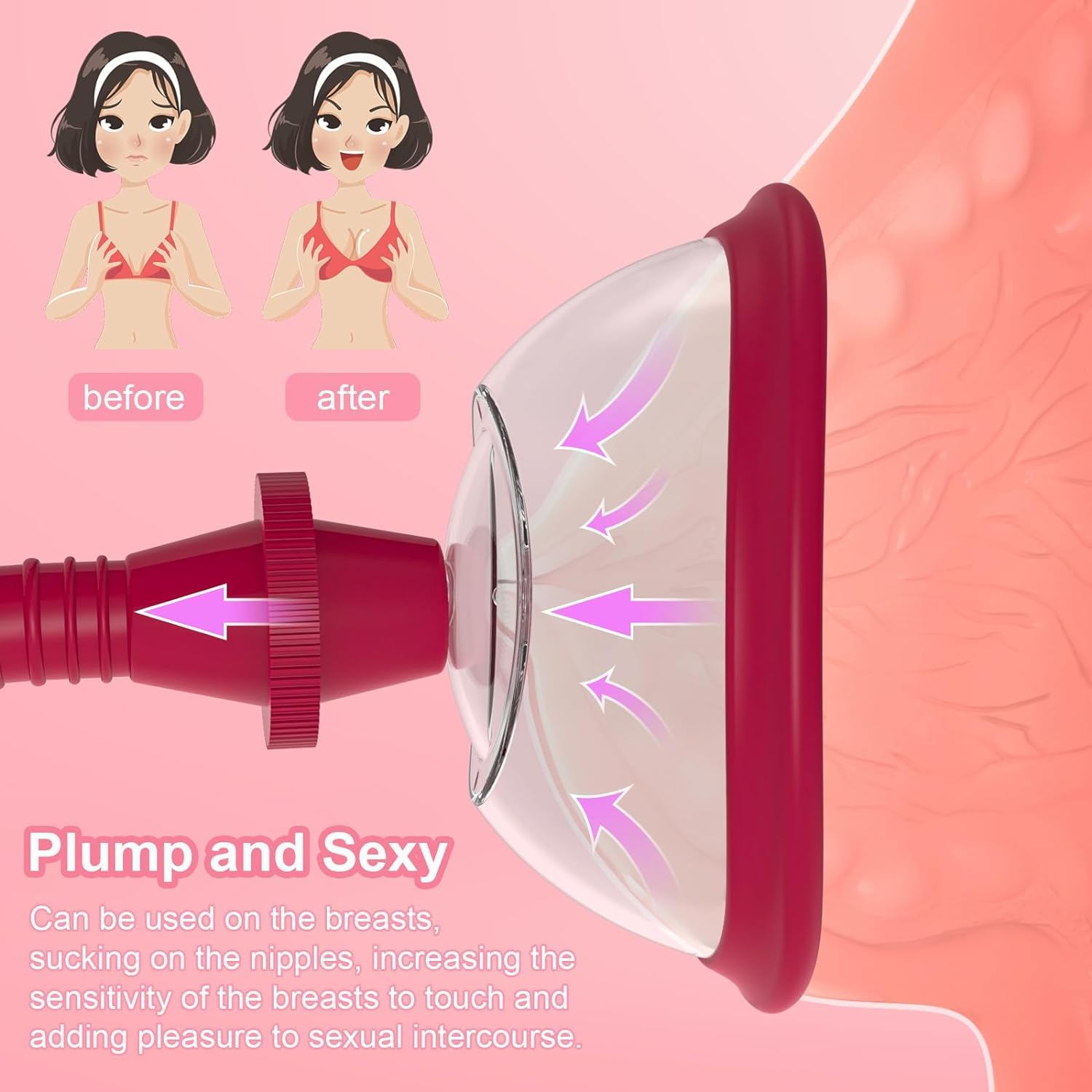 Pompe à Vide Manuelle pour Clitoris et Vagin, Stimulateur Féminin Intensifié, Plaisir Sexuel Accru, Aspiration Puissante, Sensibilité Augmentée, Outil de Plaisir pour Femmes (Version Rouge)
