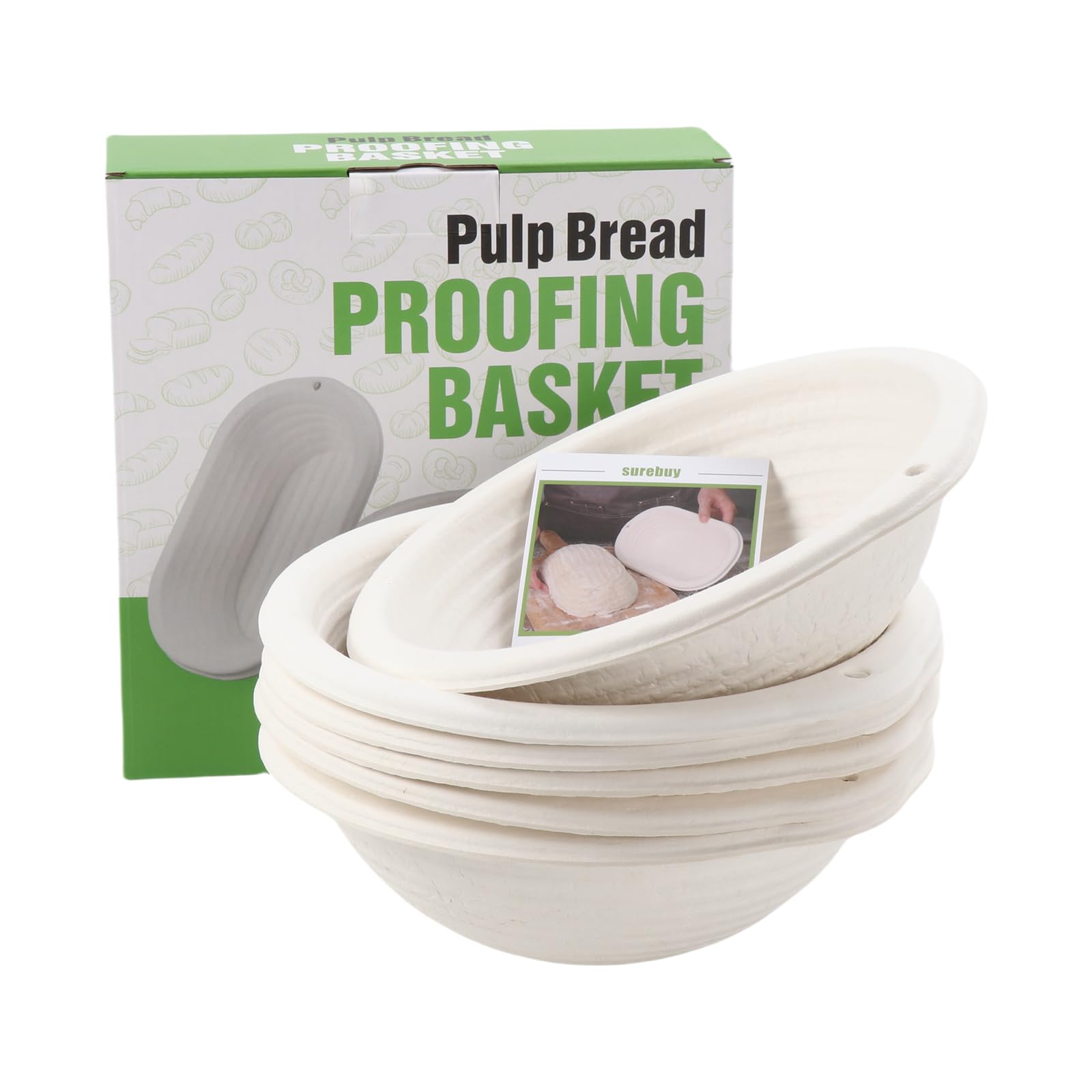 6 paniers de fermentation en pulpe 21,5 cm + 6 chemises en lin - Banneton pour pain au levain, idéal pour boulangerie maison et professionnelle