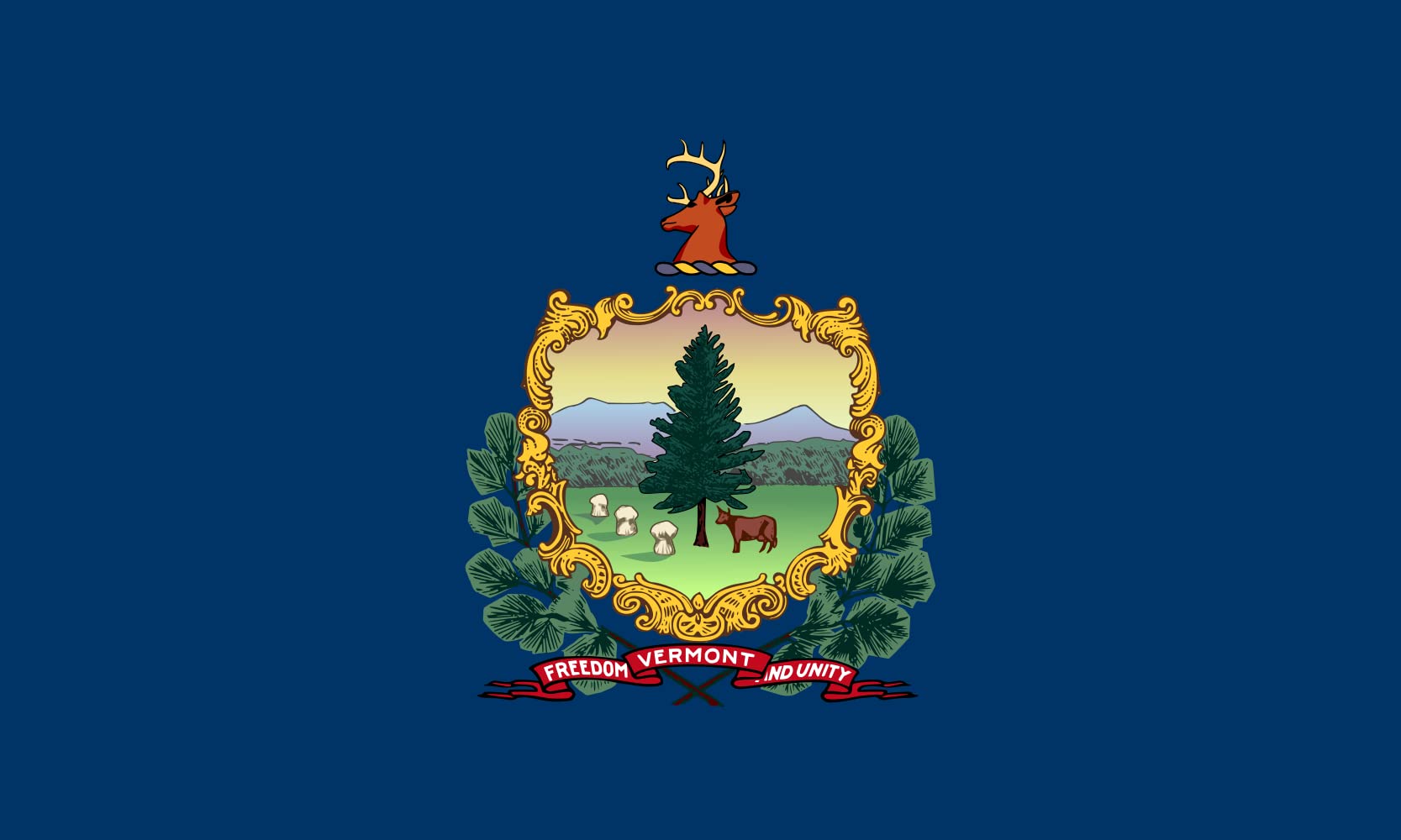 Drapeau paysage Vermont grand format horizontal de 6.7m² pour l'extérieur