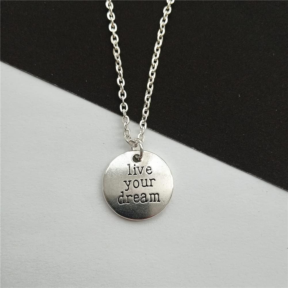 Live Your Dream Necklace Empowering Inspired Words Jewelry for Man Woman Follow Dreams - Image 3