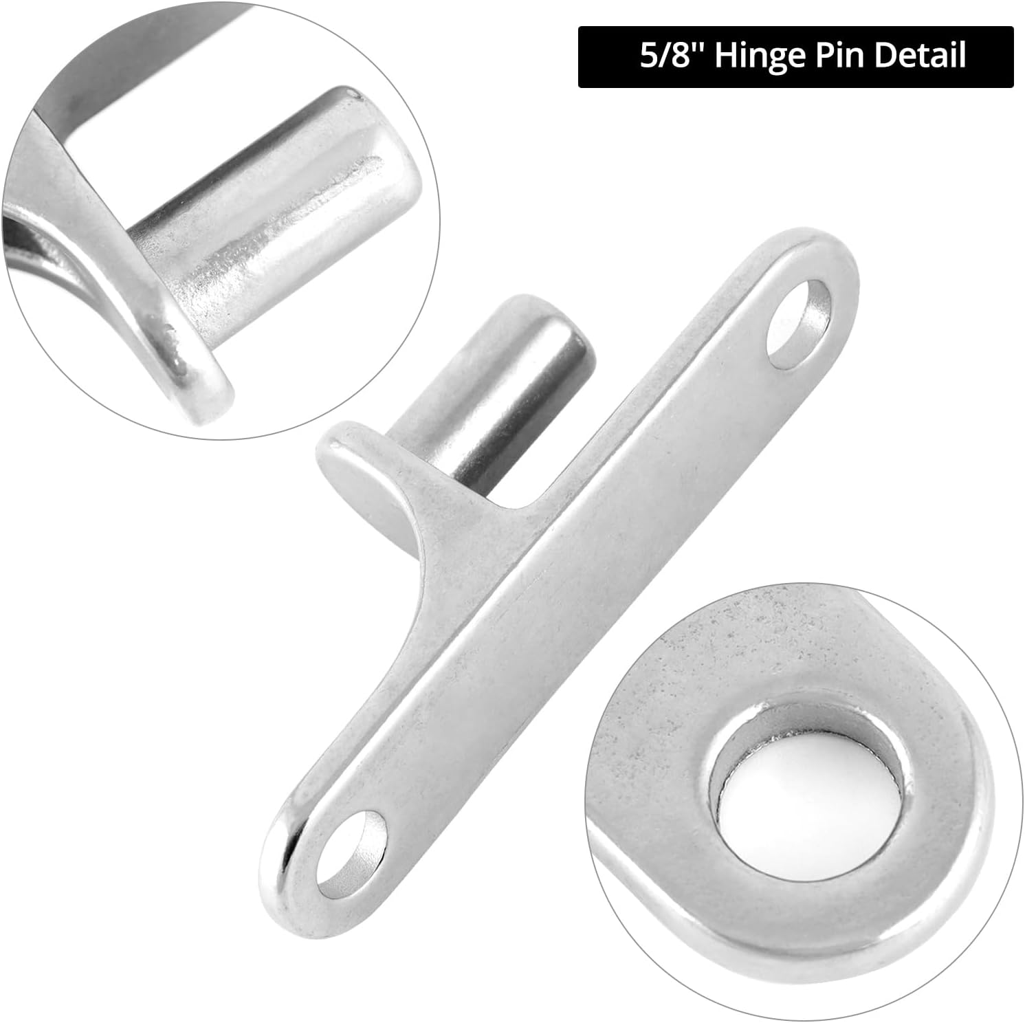 QWORK 2 Pack 304 Stainless Steel Chain Link Gate Hinges, 5/8" Hinge Pin, Wall Plate Hinges for Fence, Farm, Barn Gates