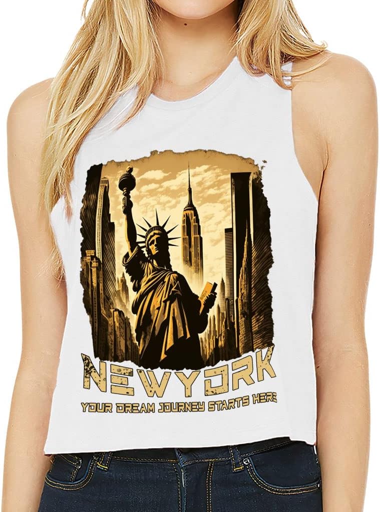 New York Racerback Cropped Tank - Statue of Liberty Women's Tank - Graphic Tank Top