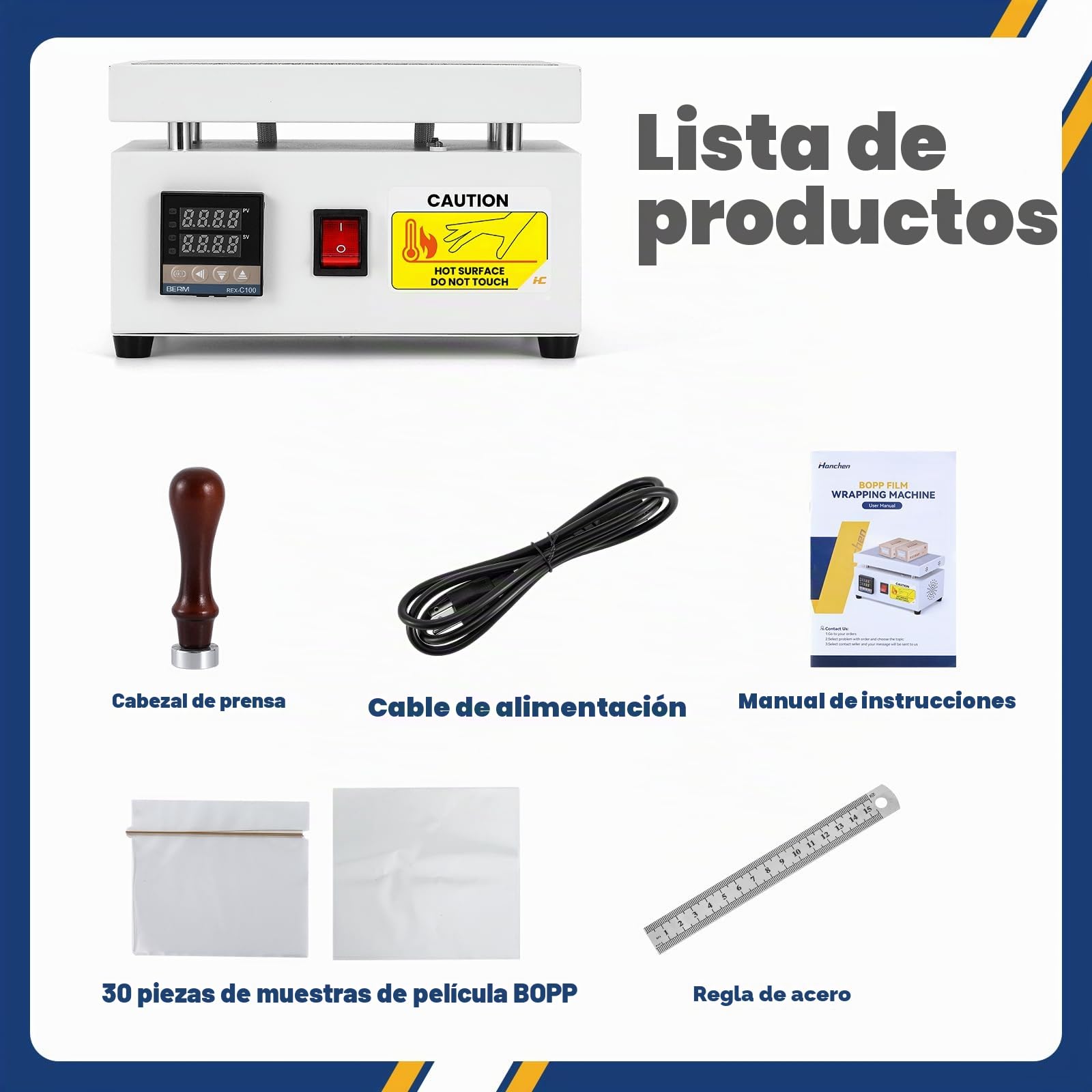 Hanchen Máquina de envoltura en celofán Máquina de sobreenvoltura manual Máquina de sellado térmico de escritorio para película BOPP Perfume Cosméticos Caja de poker PVC (120x200 mm)