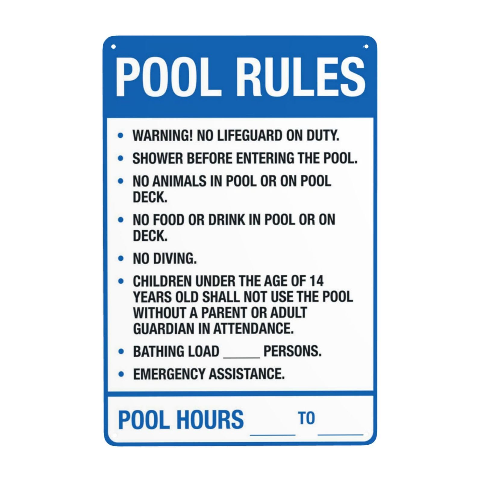 Daily Norm Vintage Pool Wall Decor, Complete Set Of Practical Usage Rules For Public Swimming Pool Venue 8x12 Inch
