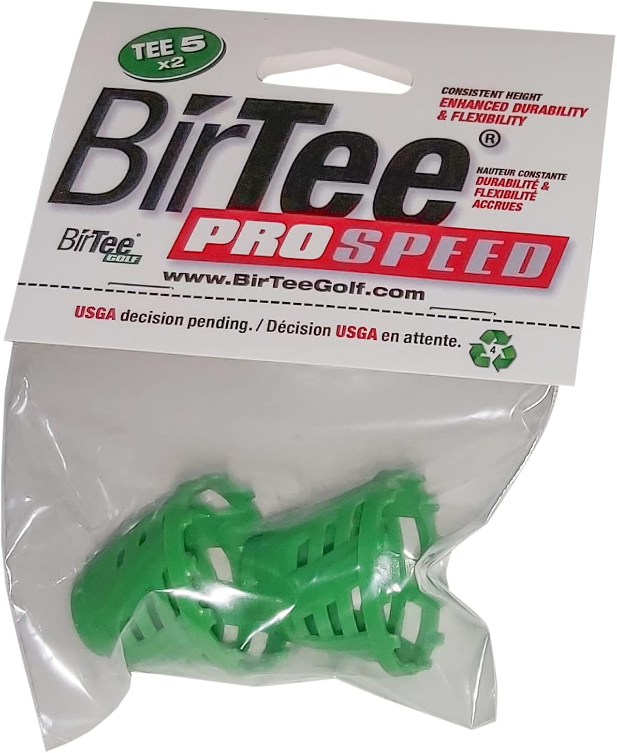 BirTee Golf Tees - PRO Speed Version with Enhanced Durability - Size #5 (1 1/4") Individual Size Pack - 2 Tees Per Pack. Indoor Golf Tees/Golf Simulator Tees/Winter Golf Tees