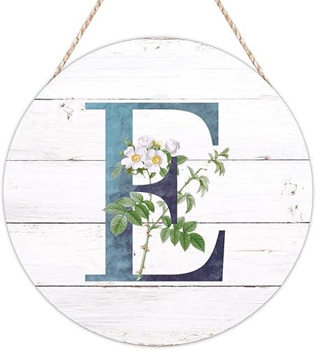 Vista 47 de Welcome Sign for Wall Initial Letter C Blue Round Wood Signs Monogram White Floral Wood Plaque Fresh Flowers 12in Mid Century Home Wall Decor for