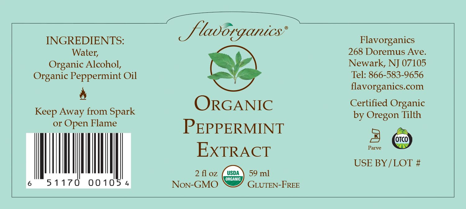 Flavorganics Organic Peppermint Extract, 2-Ounces Glass Bottles (Pack of 3)