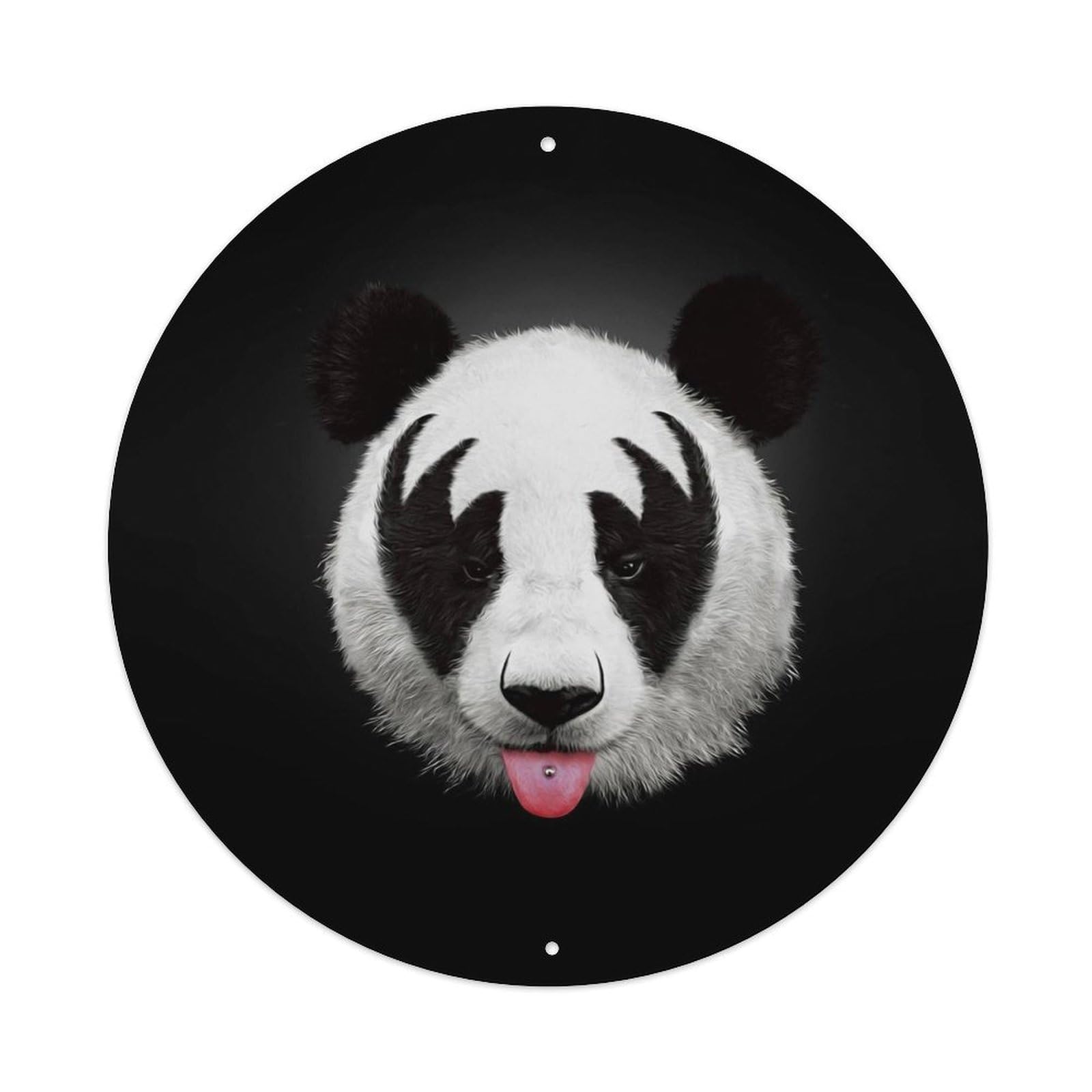 Wildlife Cute Chinese Giant Panda Rock Style Dream Animal Metal Tin Sign Plaque Wall Decor for Cafe, Man Cave, Club Bar, Office, Home Garden Round Metal Poster 8x8Inch