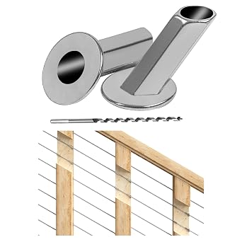 [Patent] Muzata Upgraded 40 Pack 25 30 35 Degree 1/8" 5/32" 3/16" Cable Railing Angle Protector Sleeves Cable Railing Hardware Kit T316 Stainless Steel Angle Protective Sleeves Wood Post CR70