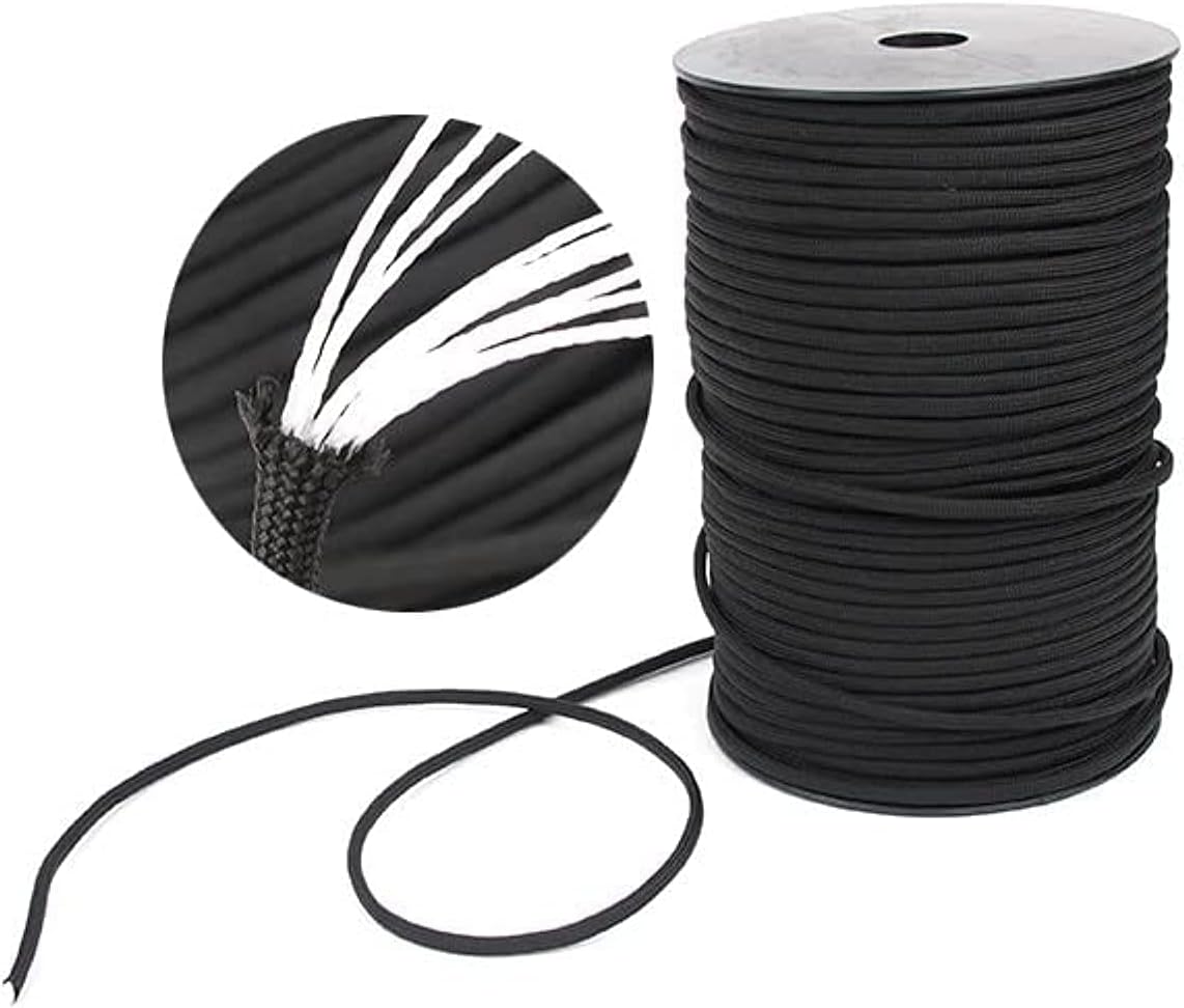 100M Strong Strength Nylon Rope, High Strength Abrasion Resistance for Tactical Survival, Braided Fishing, Kite String, Clothes Line Portable Outdoor Camping Travel String (9 Core Paracord, Black)
