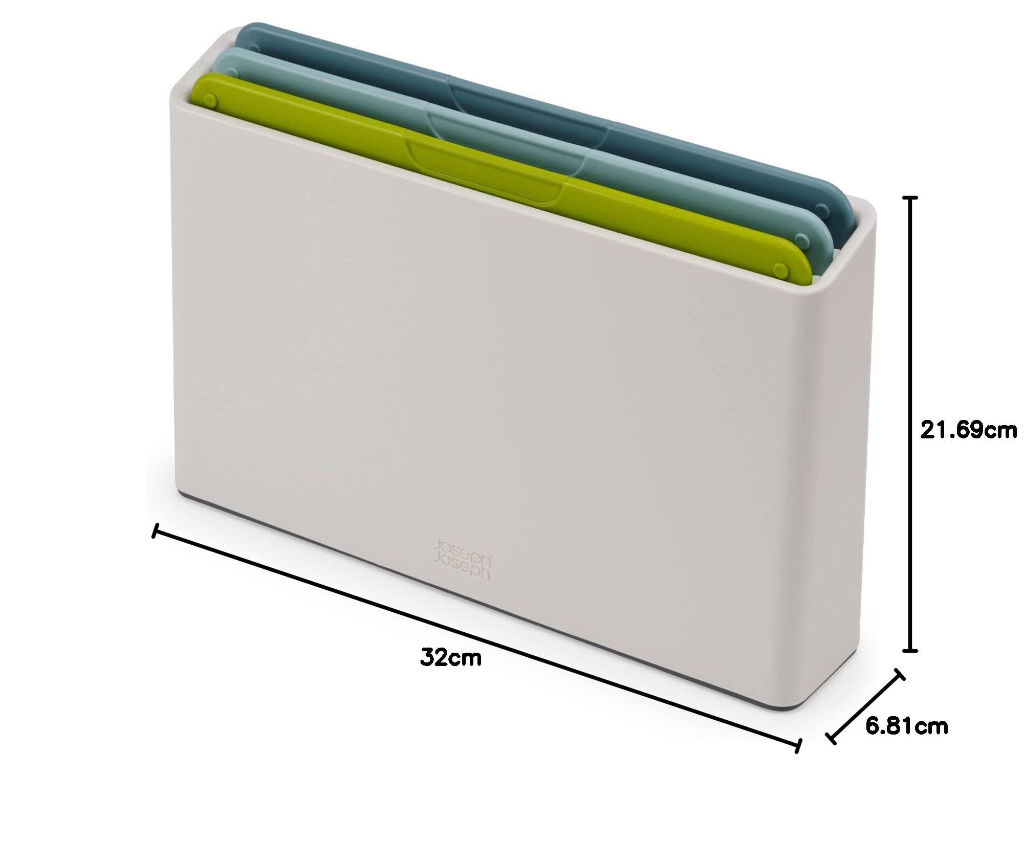 Joseph Joseph Duo Set de 3 planches à découper avec code couleur et étui mince pour un rangement organisé, Opal