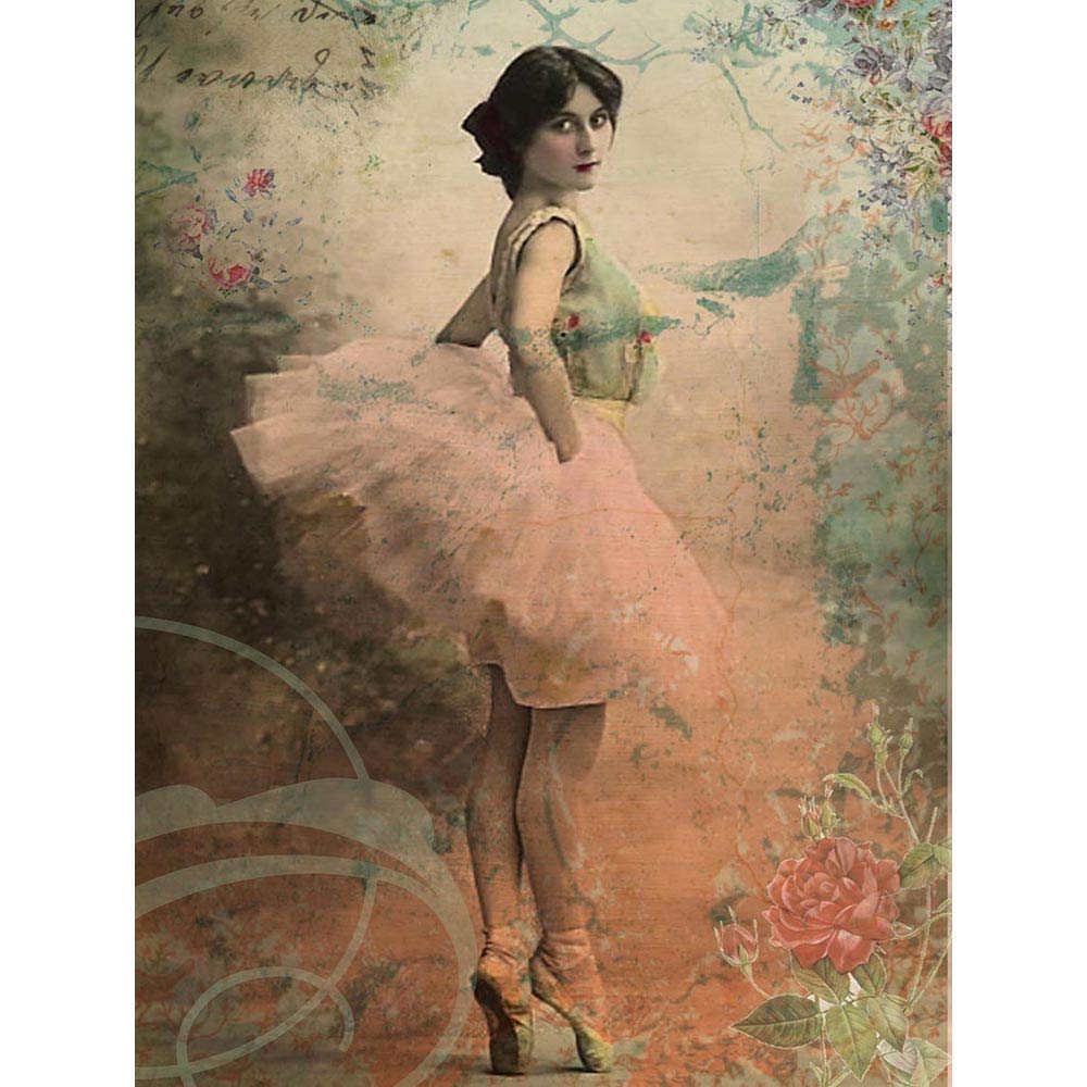 Wee Blue Coo Painting Dancer Woman Lady Graph Floral Ballerina Art Print Poster Wall Decor 12X16 Inch