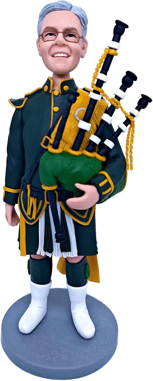 Bagpipe Player Bobble-Heads Customized Bobbleheads Wind Instrument Figures 6-8'' Personalized Musician Performer Bagpiper Figurines Gift for Men Father Music Room Decor Souvenir Handmade Collectibles