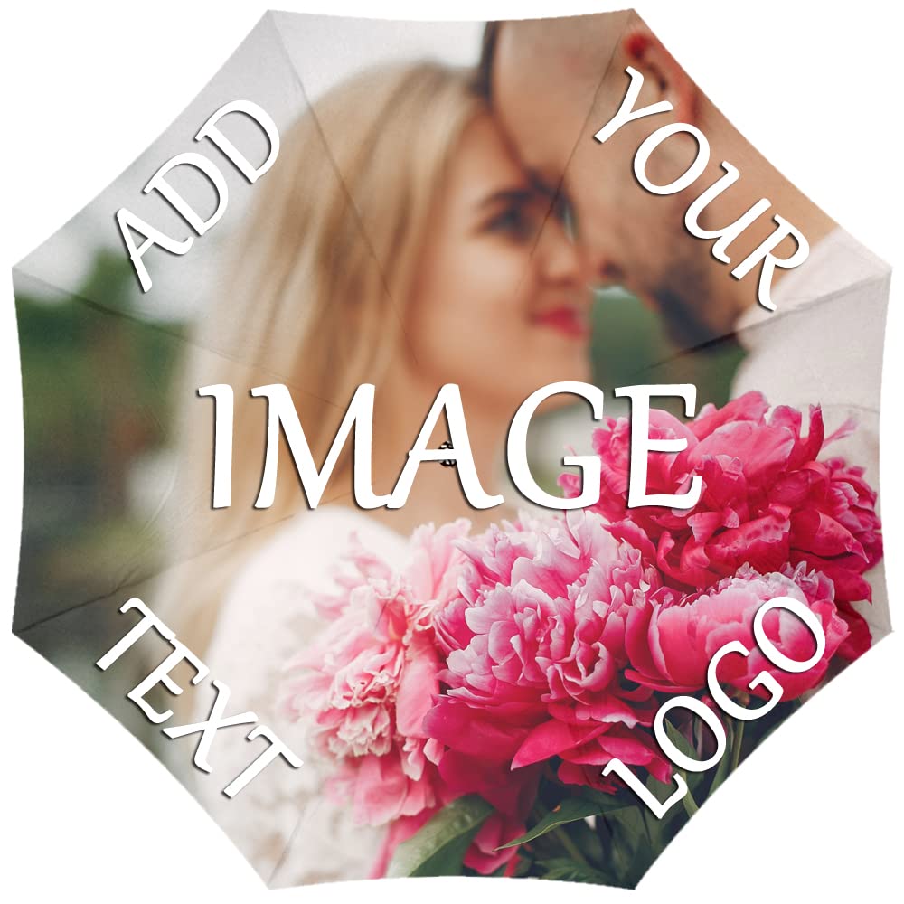 SantouisCustom Text Logo Image Picture Compact Travel 31 Colors Umbrella Personalized Folding Portable Windproof Umbrellas for Rain Sun Wedding Funny Good Gifts for Men Women Friend Family Couple Sister