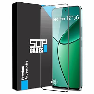 SupCares Tempered Glass for Realme 12 Plus, 12+, P1, Realme Narzo 70 and Realme Narzo 70 Pro (6.67 Inch) With Installation Kit | 9H Edge to Edge Screen Protector | Black