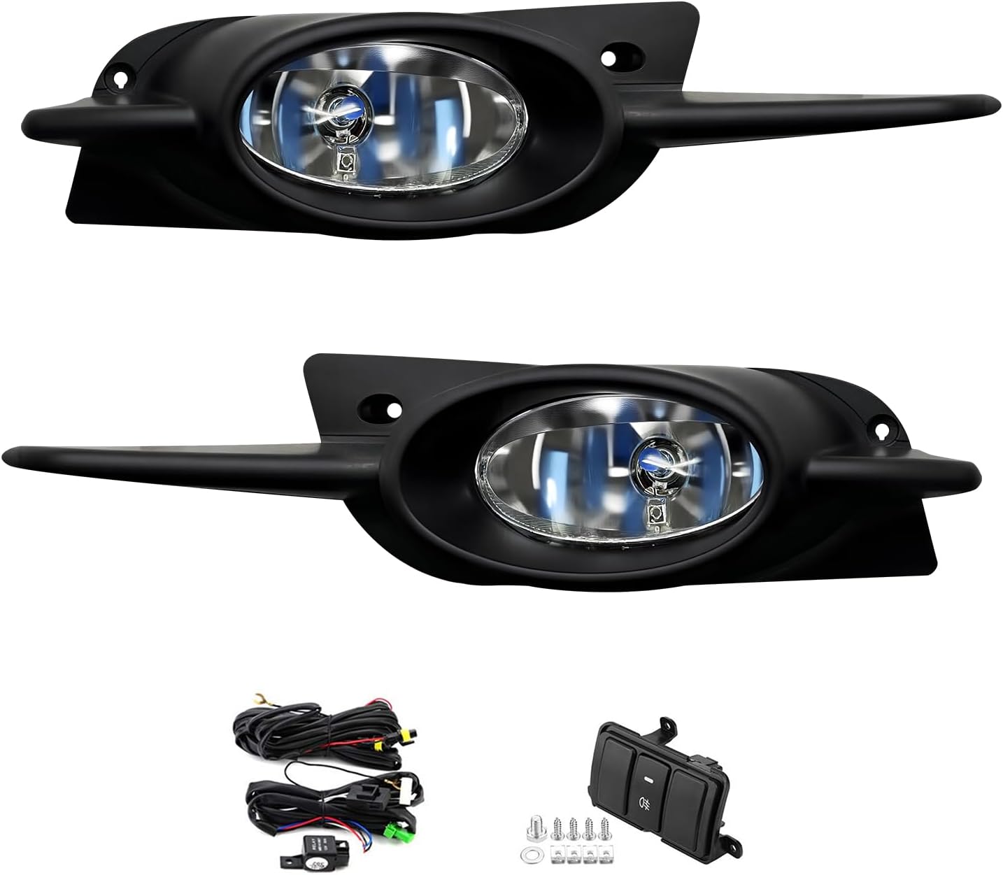 Fog Lights Replacement for 2009 2010 2011 Honda Civic 2dr Front Bumper Driving Fog Lamps Halogen Bulbs with Switch and Wiring Kit Clear Lens 1 pair of Fog Lamps