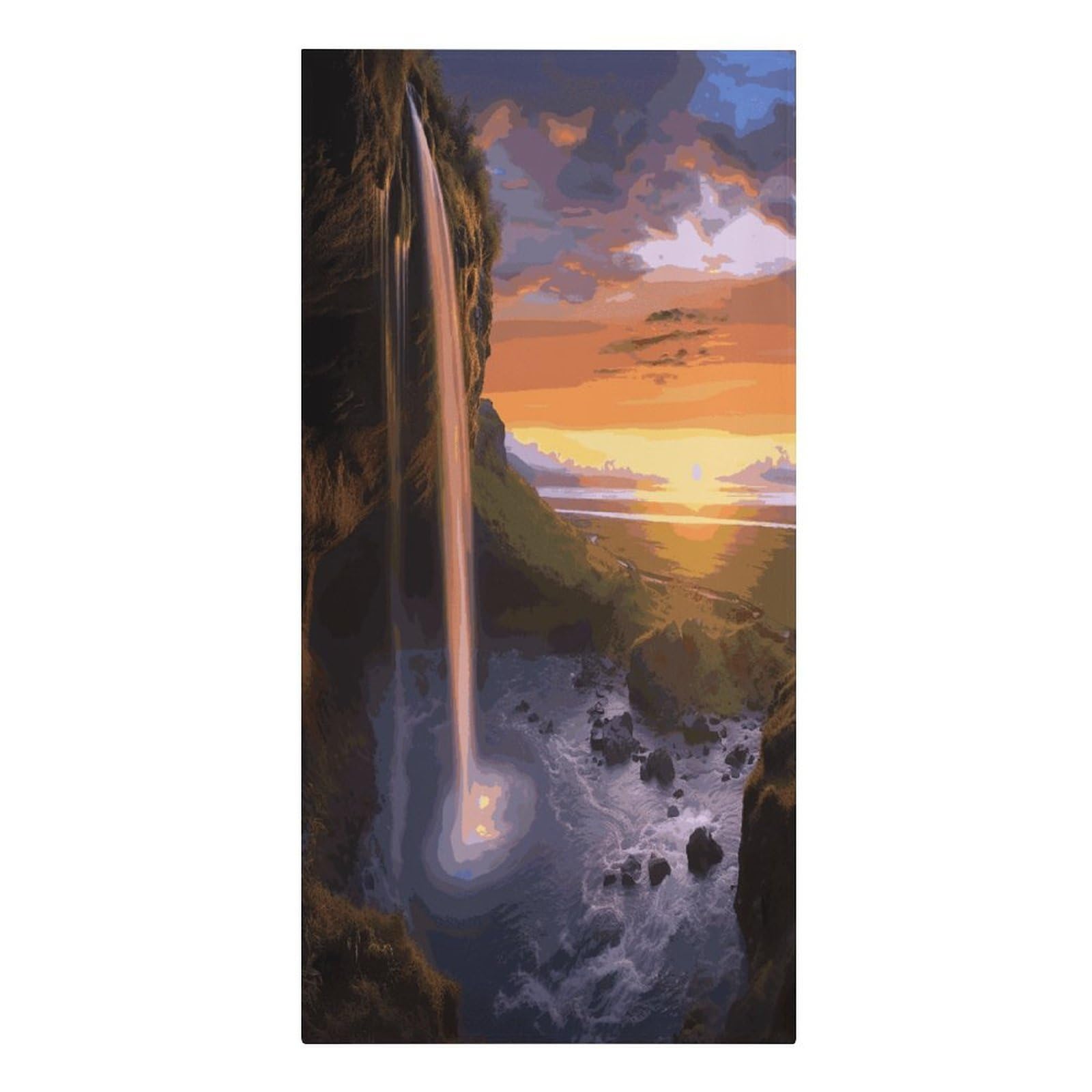 VstaDank Waterfall at Sunset Beach Towel Microfiber Oversized Beach Blanket Super Absorbent Soft Pool Bath Towel Sand Free Quick Dry Travel Towels Gifts for Yoga Sports Adults 30" X 61"