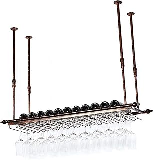 FBBSZSD Stojaki na wino montowany na suficie uchwyt na wino wisząca butelka metal żelazo szkło kule stojak na nóżki (kolor: Brąz, rozmiar: 80 * 30 cm)