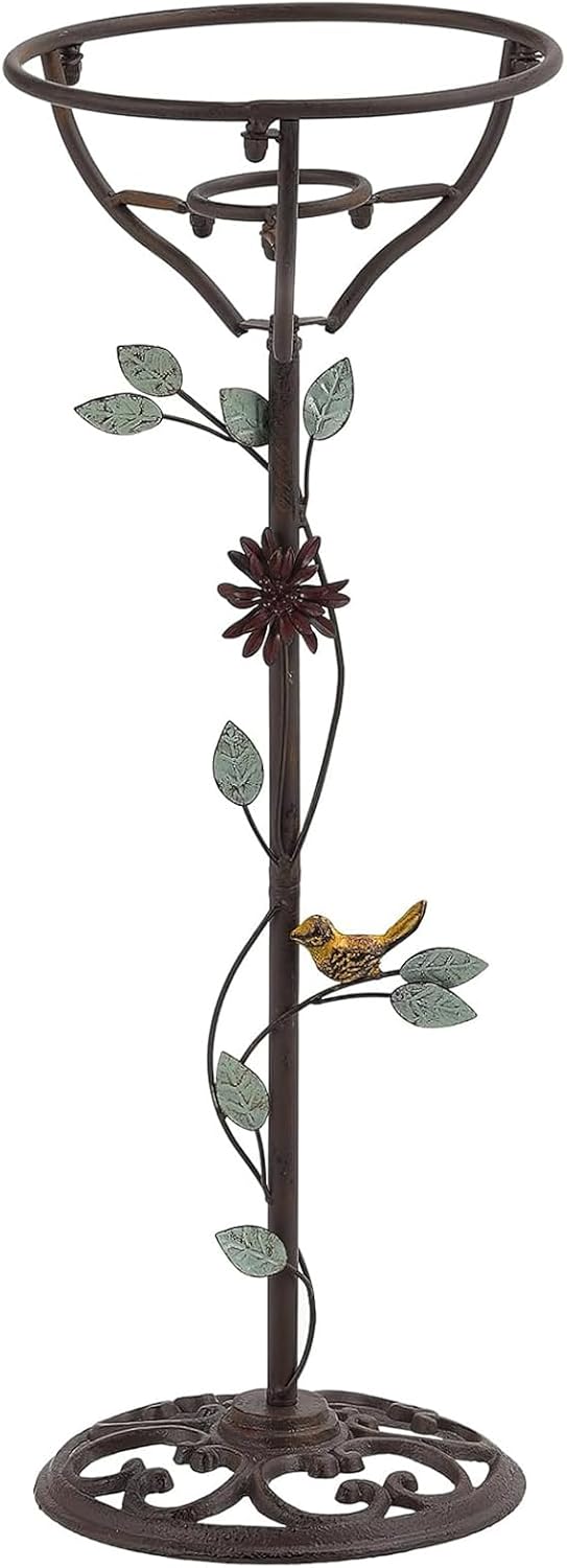 24.5"H Vintage Gazing Globe Stand, Metal Gazing Ball Holder with Cast Iron Base, Garden Gazing Ball Display Stands for 10 Inches Gazing Globes, Glass Ball Stand Holder for Indoor Outdoor Lawn Patio