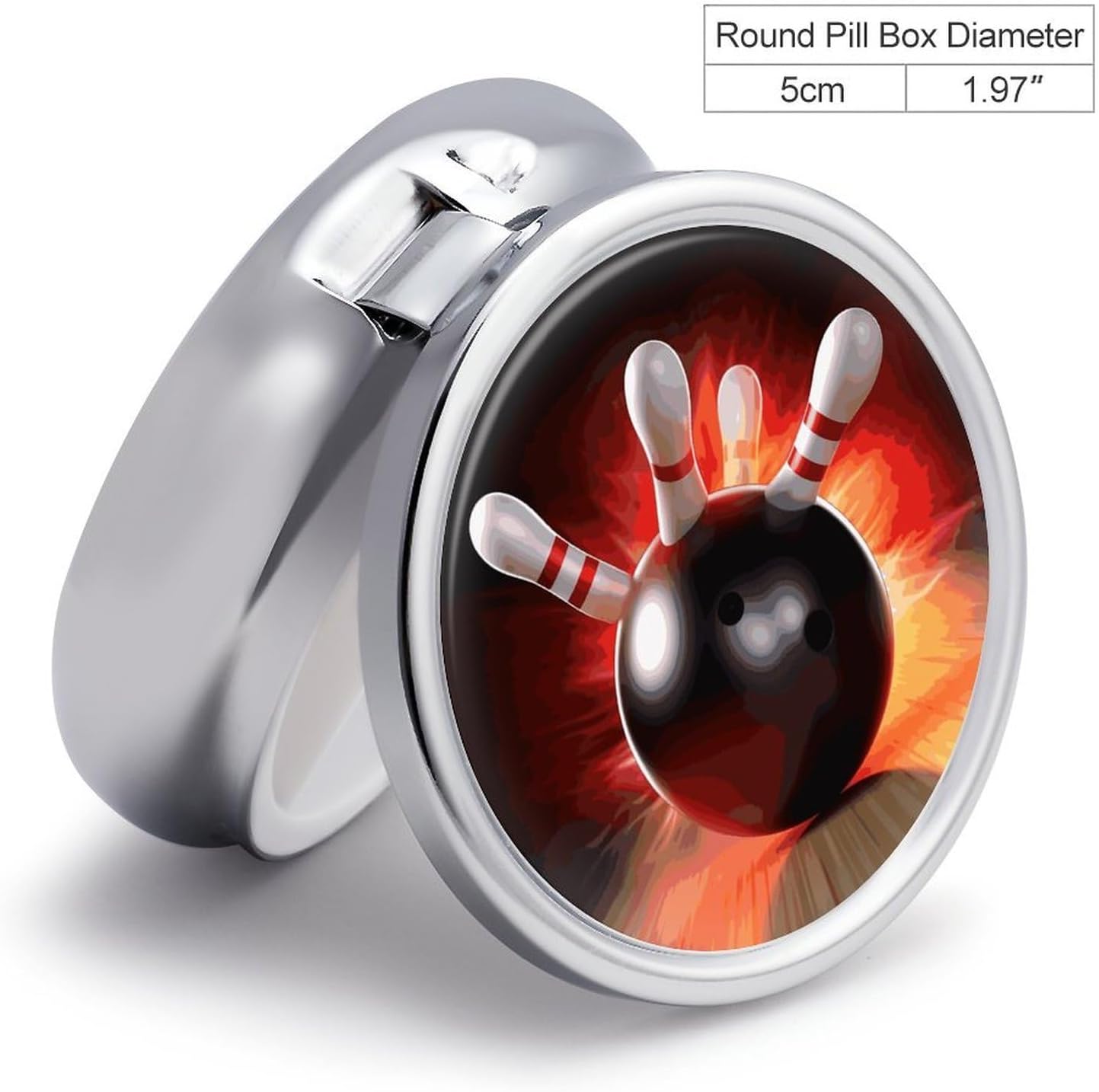 Bowling Ball Travel Pillbox 3 Compartment Pill Organizer image 2