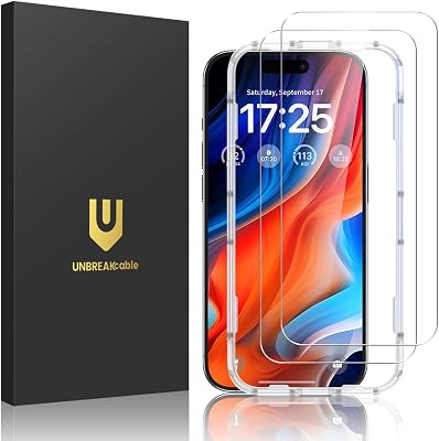 UNBREAKcable 2-Pack Screen Protector for iPhone 16 Pro Max, Military-Grade Shatterproof Tempered Glass [9H+ Hardness] [Easy Installation Frame] [99.99% HD Clear] for Apple iPhone 16 Pro Max