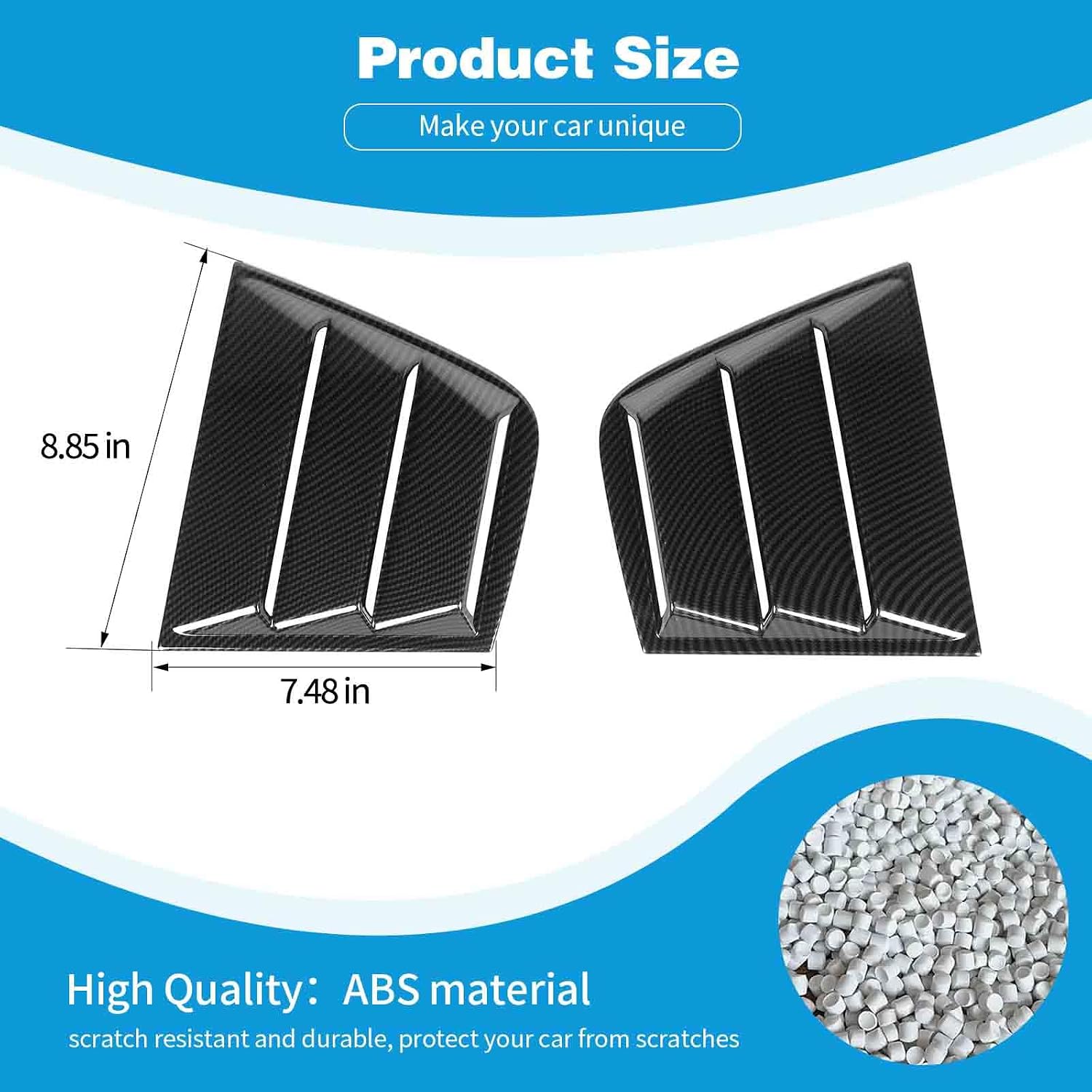 for Charger Side Small Window Louvers Air Vent Scoop Shades Cover for Dodge Charger 2011-2023 Carbon Fiber Exterior Accessories 2pcs