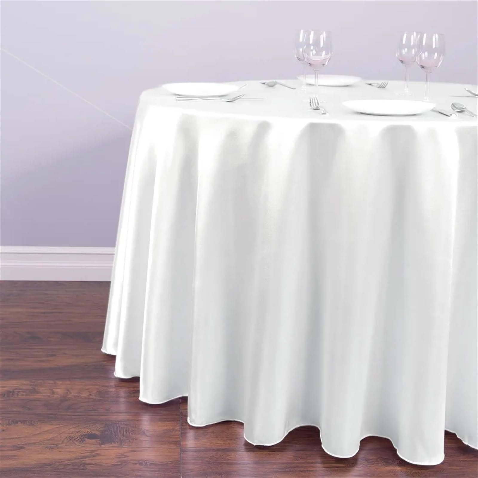 Mantel Redondo Manteles Redondos de satén, Cubierta superpuesta Blanca, Mantel Tela Brillante for Decoraciones Banquete Restaurante, Fiesta Boda(Diameter 335cm)