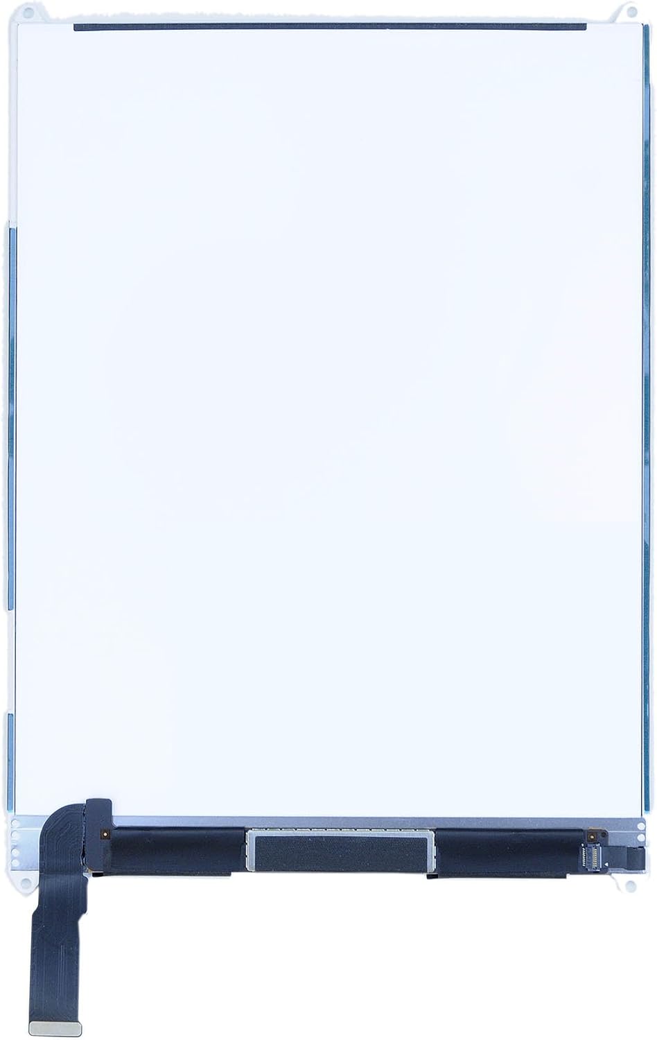 Depan view of the replacement LCD display for iPad Mini, showing a white screen.