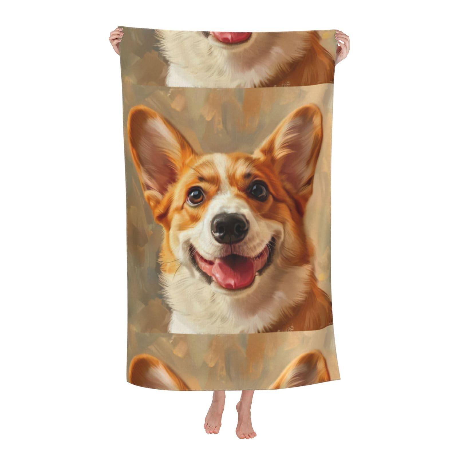Cbaaghh Cute Corgi Print Adult Beach Towels,Beach & Pool Towel,Beach Towels,Towels For Camping