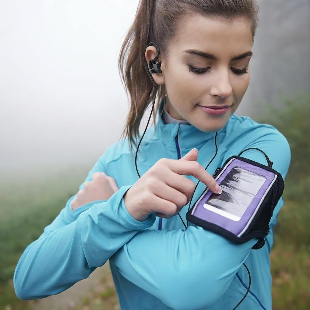 GranVela Écouteurs de Sport GV1 avec Fil à mémoire et Isolation phonique, écouteurs Intra-Auriculaires pour Gym et Course à Pied avec Microphone (Noir)