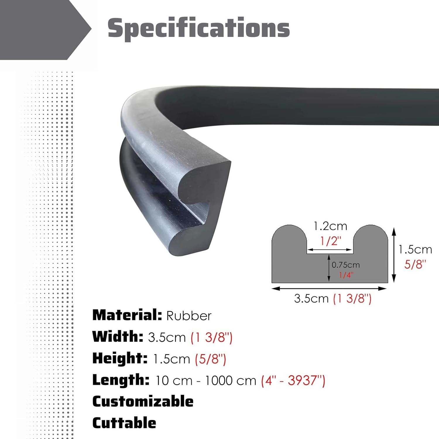 Full Face Edge Boat Deck Trim Molding, Flexible Rubber Protector Strip for Home Door Car Machinery Running Boards, Sharp& Rough Surfaces Guards(8.5m/334.6in/27.9ft)