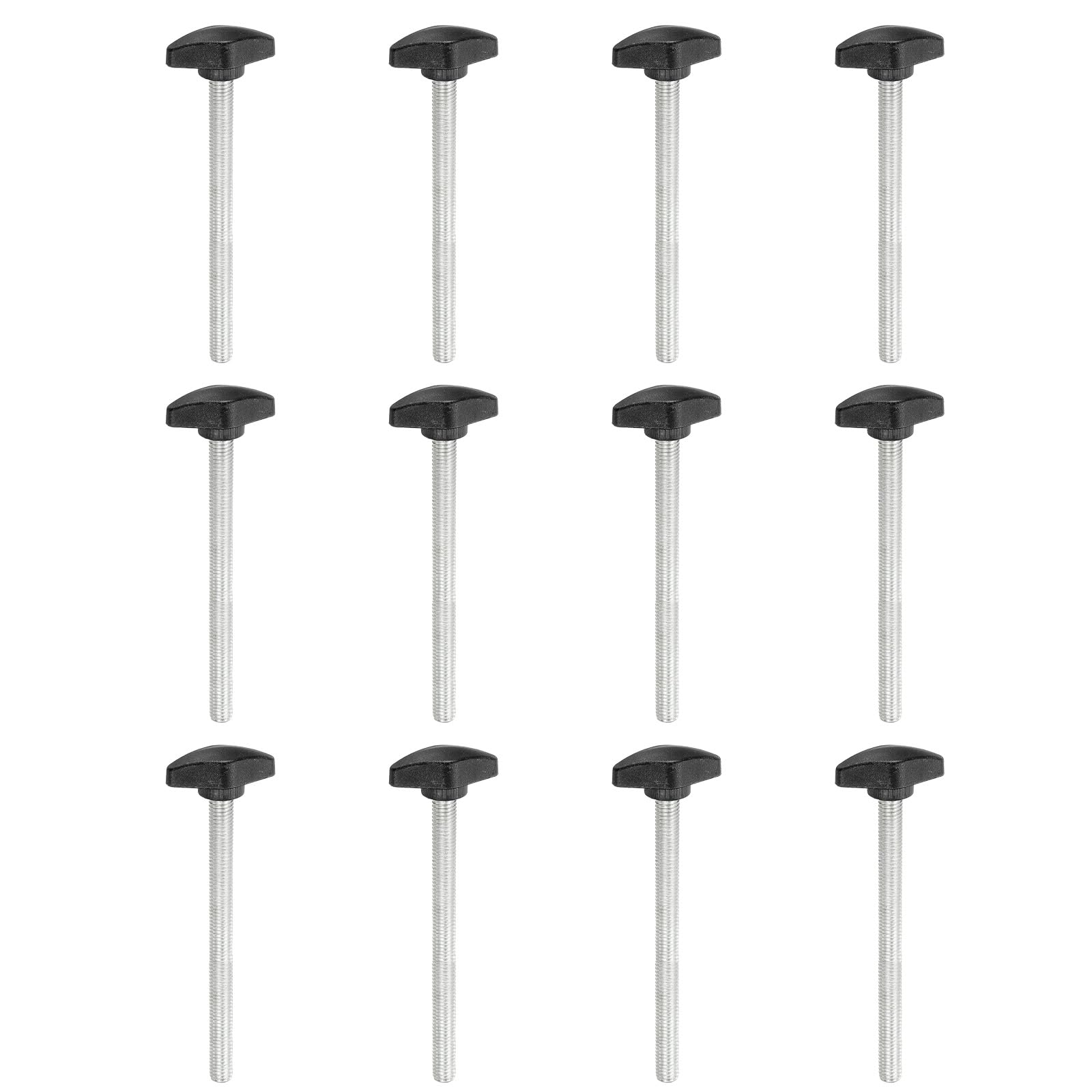 PATIKIL M8 x 100mm Tee Thumb Screws, 12 Pcs 35mm Width Carbon Steel Tee Wing Knobs Screws Clamping t Head Handles Thumbscrew Bolt Screw Kit for