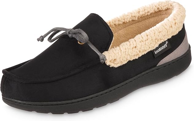 isotoner Mens Indoor/Outdoor Slip-on Vincent Microsuede Moccasin Slippers With Memory Foam Comfort