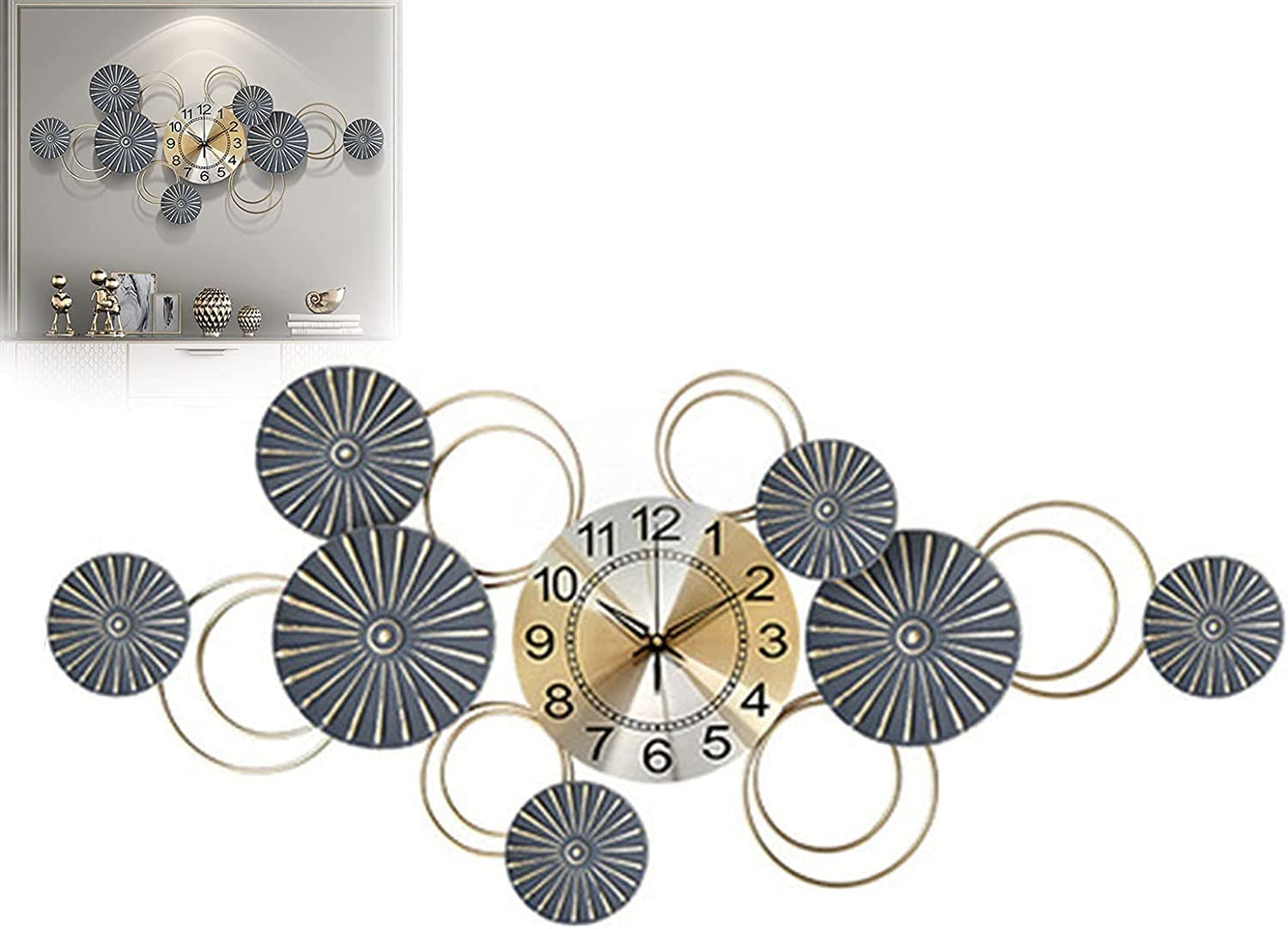 Grandi Orologi In Metallo, Fiori Orologio Decorativo Con - 6