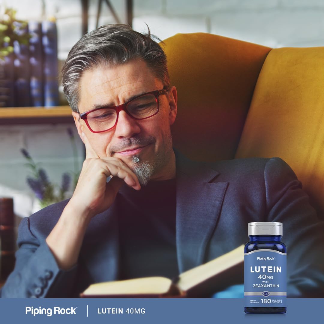 Piping Rock Lutein and Zeaxanthin Supplement | 40 mg | 180 Softgels | Eye Vitamins from Marigold Flower Extract | Non-GMO, Gluten Free