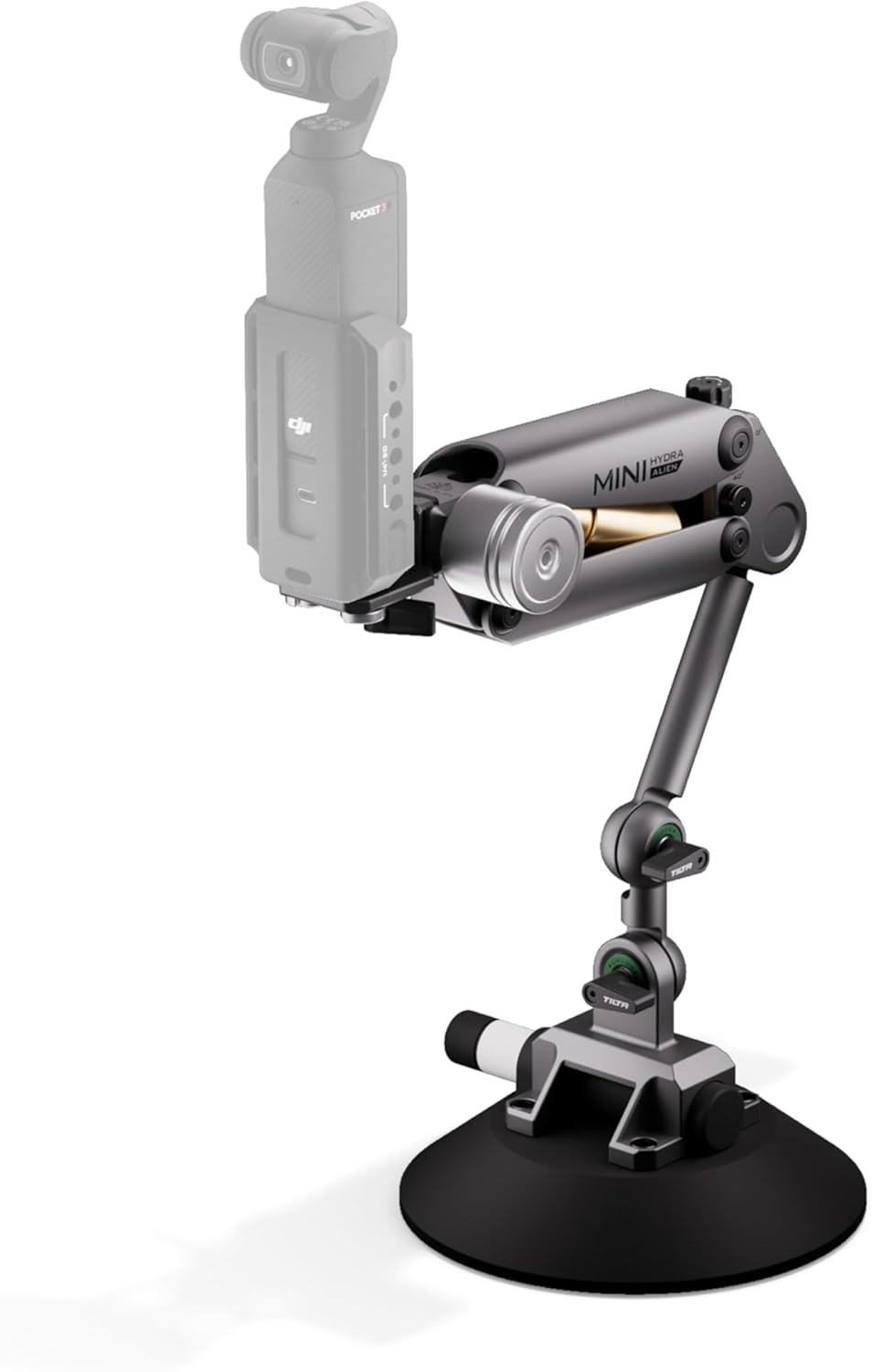 Tilta Hydra Alien Mini Regular Suction Cup Kit - Titanium Gray | Compatible with DJI Pocket 3, and Other Action cams/Smartphones | Hydraulic Damping | Adjustable Arm | Shock Absorbers