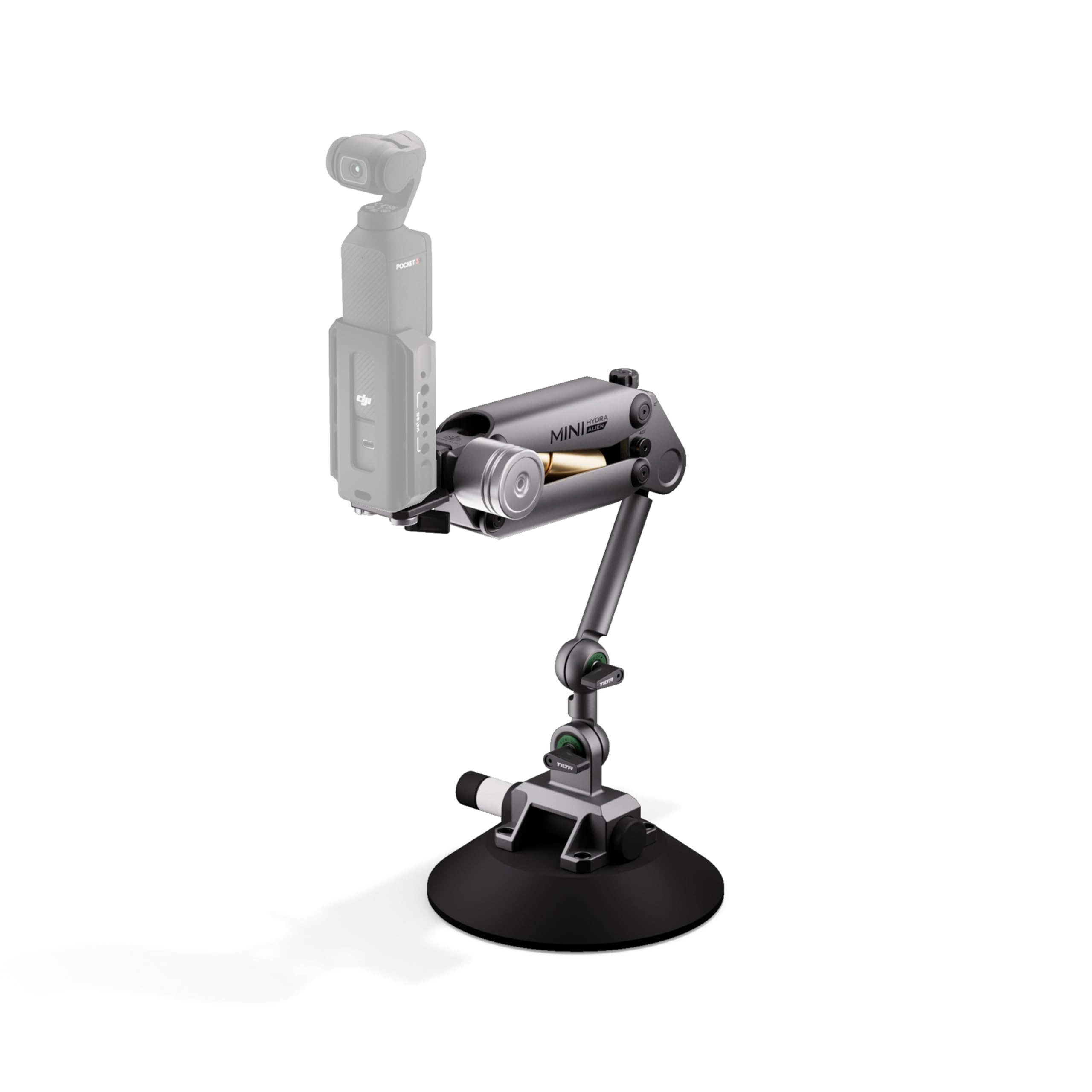 TiltaHydra Alien Mini Regular Suction Cup Kit - Titanium Gray | Compatible with DJI Pocket 3, and Other Action cams/Smartphones | Hydraulic Damping | Adjustable Arm | Shock Absorbers