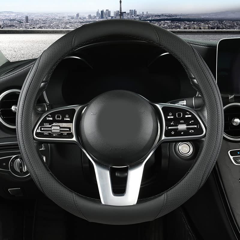 Capa para Volante Automotivo szttswamp em Couro Sintético Preto para Volantes de 36,8–38,1 cm