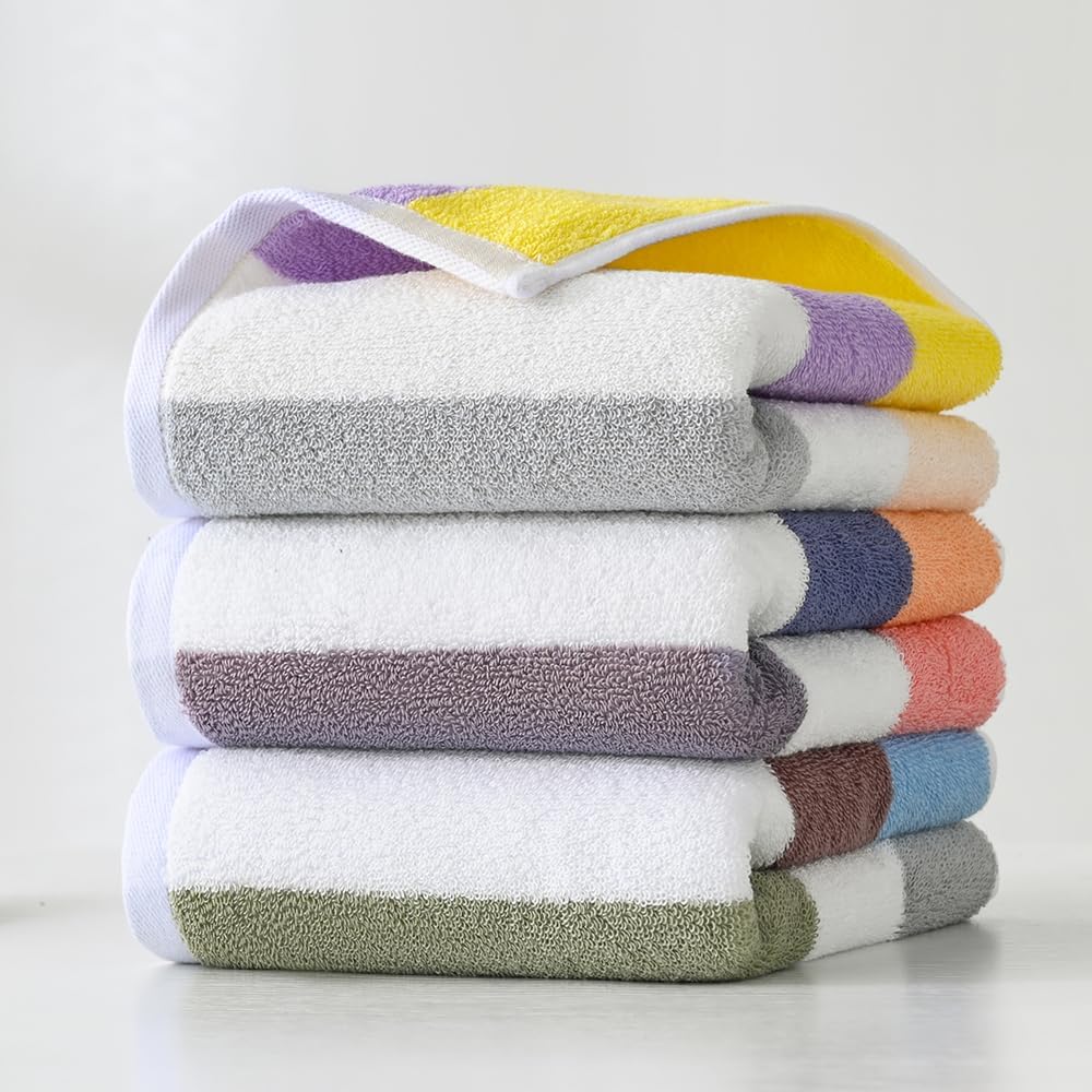 YiLUOMO Purple Striped Pattern Hand Towels Set of 2 100% Cotton Highly Absorbent Soft Colorful Hand Towel for Bathroom 13 x 29 Inch - Image 7