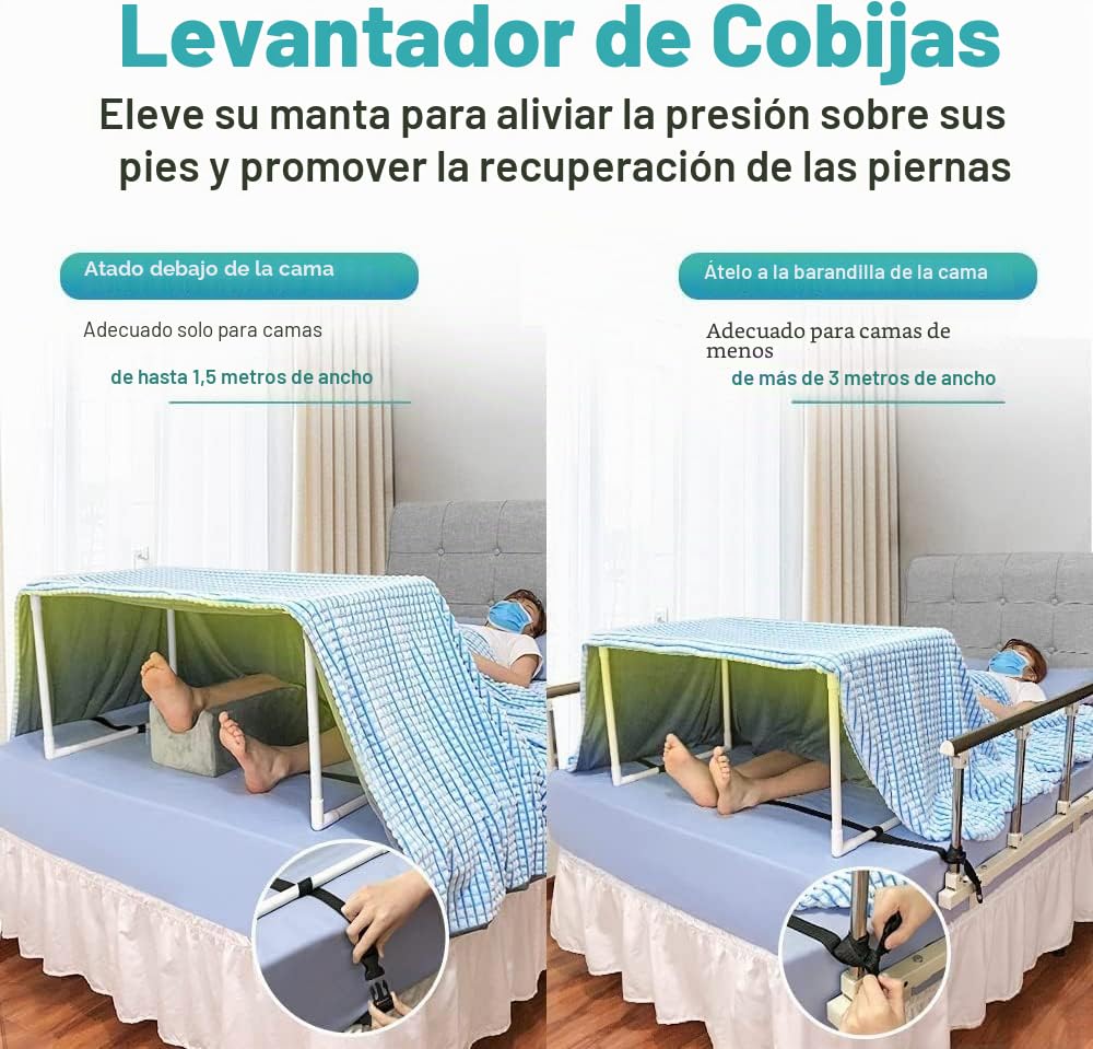 NEPPT Levantador de Mantas para pies, levantadores de sábanas, Barra de elevación de Cuna, Manta de Tienda de campaña, sábanas de Hospital, Elevador de Apoyo con una Correa para Pierna