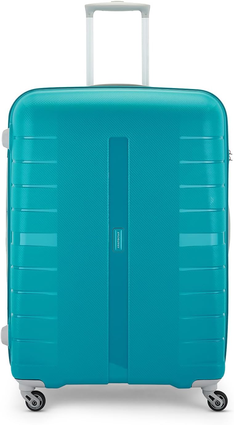 Aristocrat 79Cm Large Check-In Polypropylene Hard-Sided 4 Wheel 360 Degree Spinner Trolley Bag (Teal Blue)