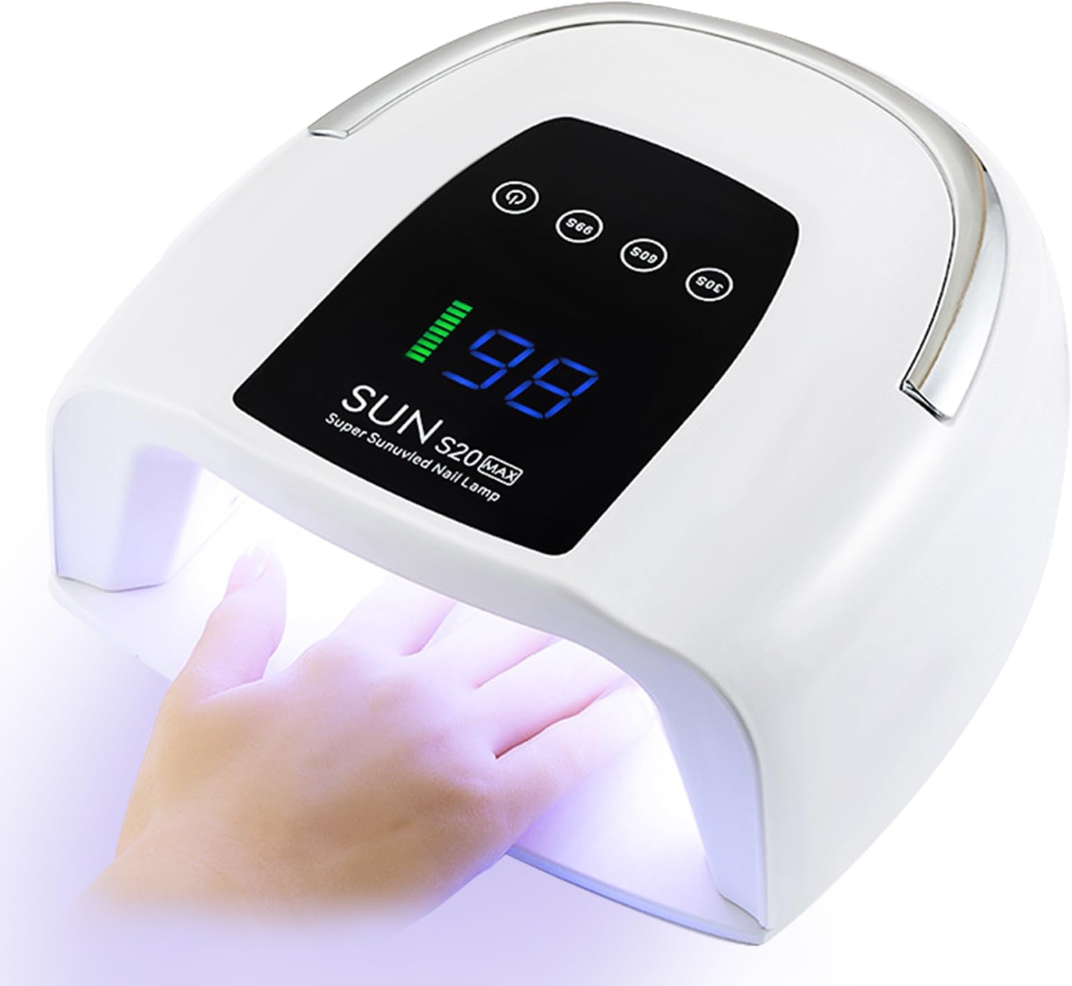 Cordless Nail Lamp 200W Rechargeable UV Light for Gel Nails LED Nail Dryer with 3 Timer Modes Perfect for Salon and Home Use Portable Cordless Design Continuous Use Up to 4-5 Hours (S20 Max)