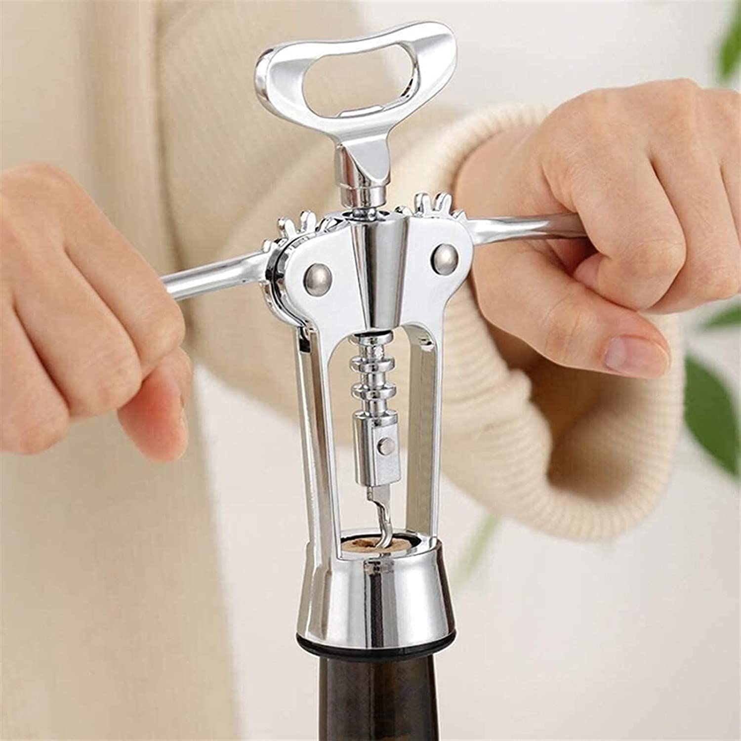 apribottiglie elettrico per vino， Pictetw Cavatappi ad Ala, Apribottiglie Multifunzionale for Vino e Birra, Cavatappi for Vino for Tutte le Bottiglie con Tappo in Sughero e Tappi for Birra Appassionat
