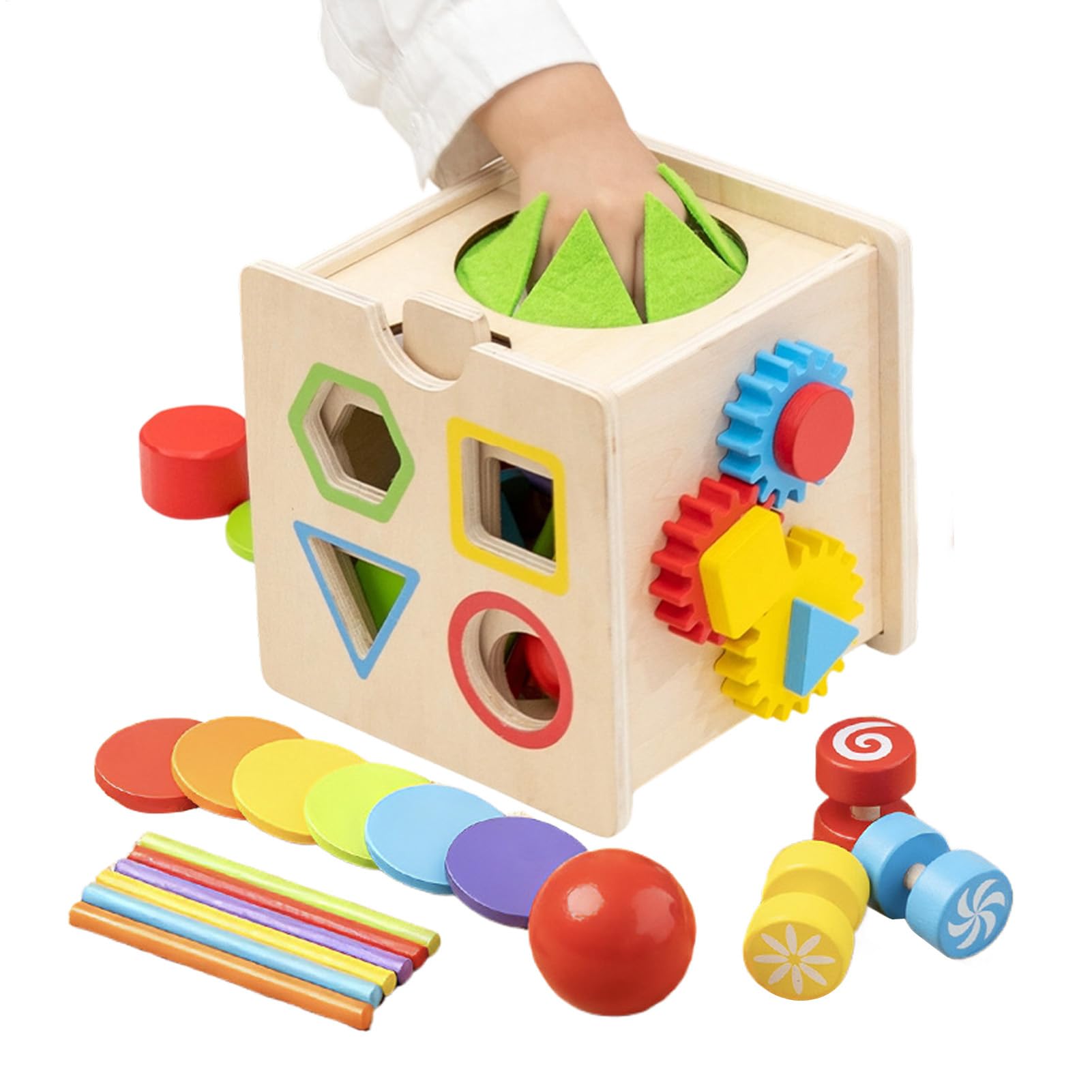 Cubo Attività Giocattolo Educativo Sviluppante In Legno 8 In 1