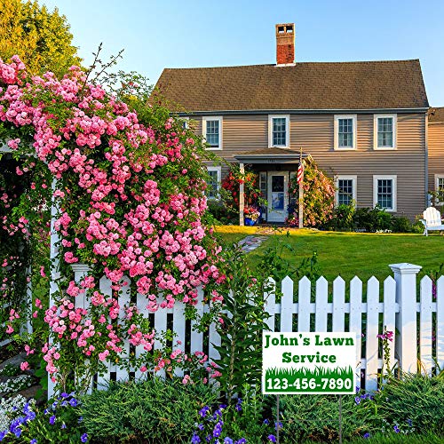 Vibe Ink Custom Bulk Lawn Service Yard Signs 18"X12" - Single Sided Print - Add Your Name & Number! Glossy, Uv-Ink For Durability, Business Marketing (25) #TOP2