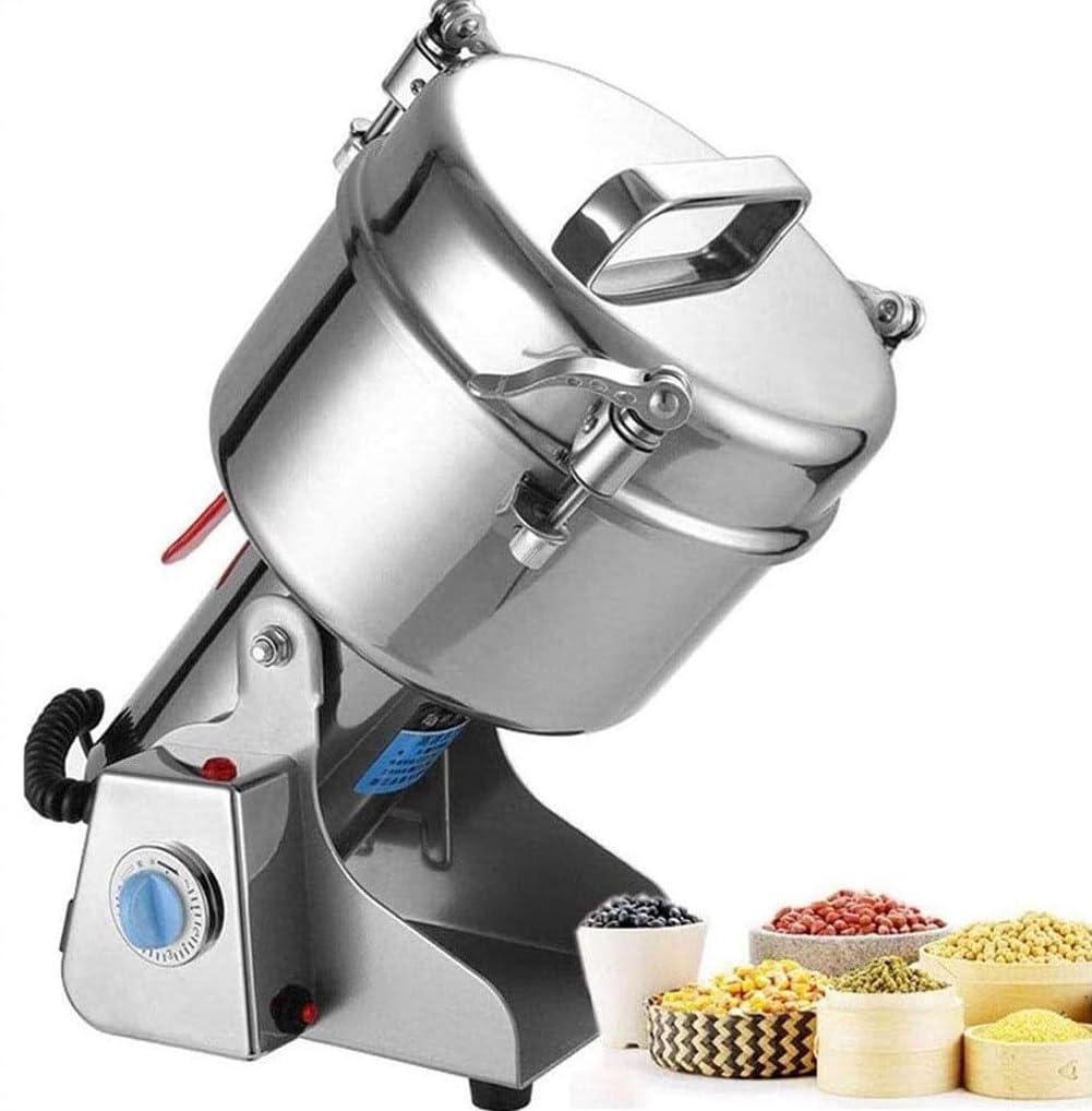 DPQYJPP 1500G-4500G Electric Grain Grinder 60-350 Mesh Herb Spice Mill, Stainless Steel & 32000rpm Commercial Motor, with Protection of Overload & Open-Cover-Stop,3000g