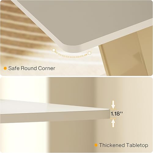 Miniatura 4 de Tribesigns Mesa de comedor moderna para mesa de cocina rectangular de 4-6, 55 pulgadas con base en forma de U, mesa de comedor para cocina, comedor,