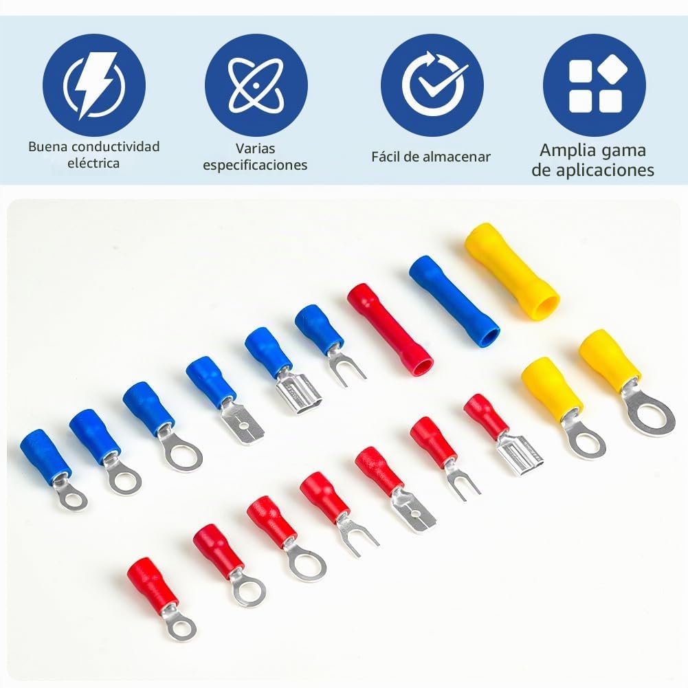300 Piezas Terminales Eléctricos, 18 Tipos Tener Caja, 0.5-16 mm² Punteras Electricas, Terminales Eléctricos con Aislados, para Engarzar Bricolaje y Industria Electricistas Sistema